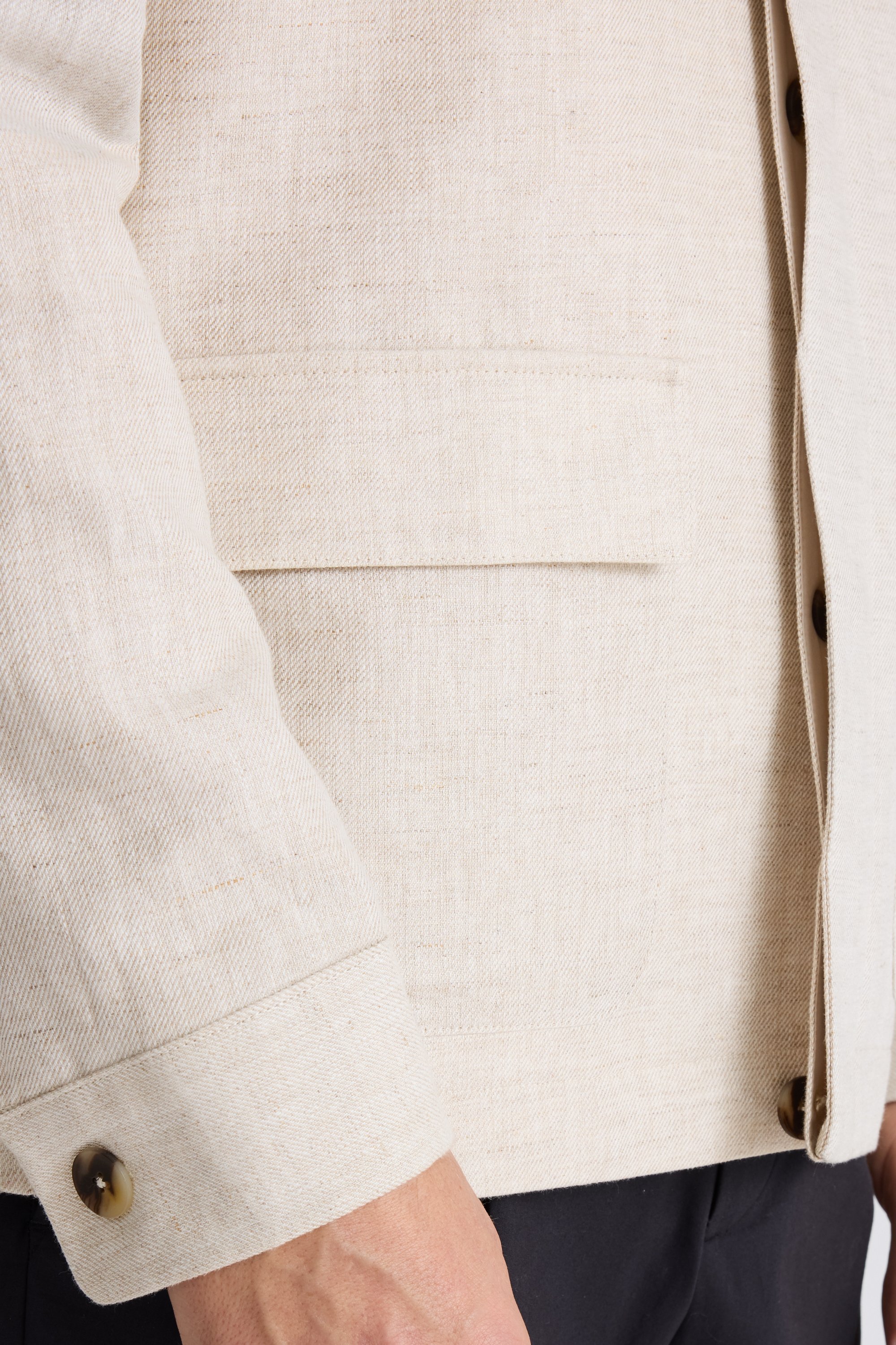 Neutral Twill Linen & Cotton Field Jacket 