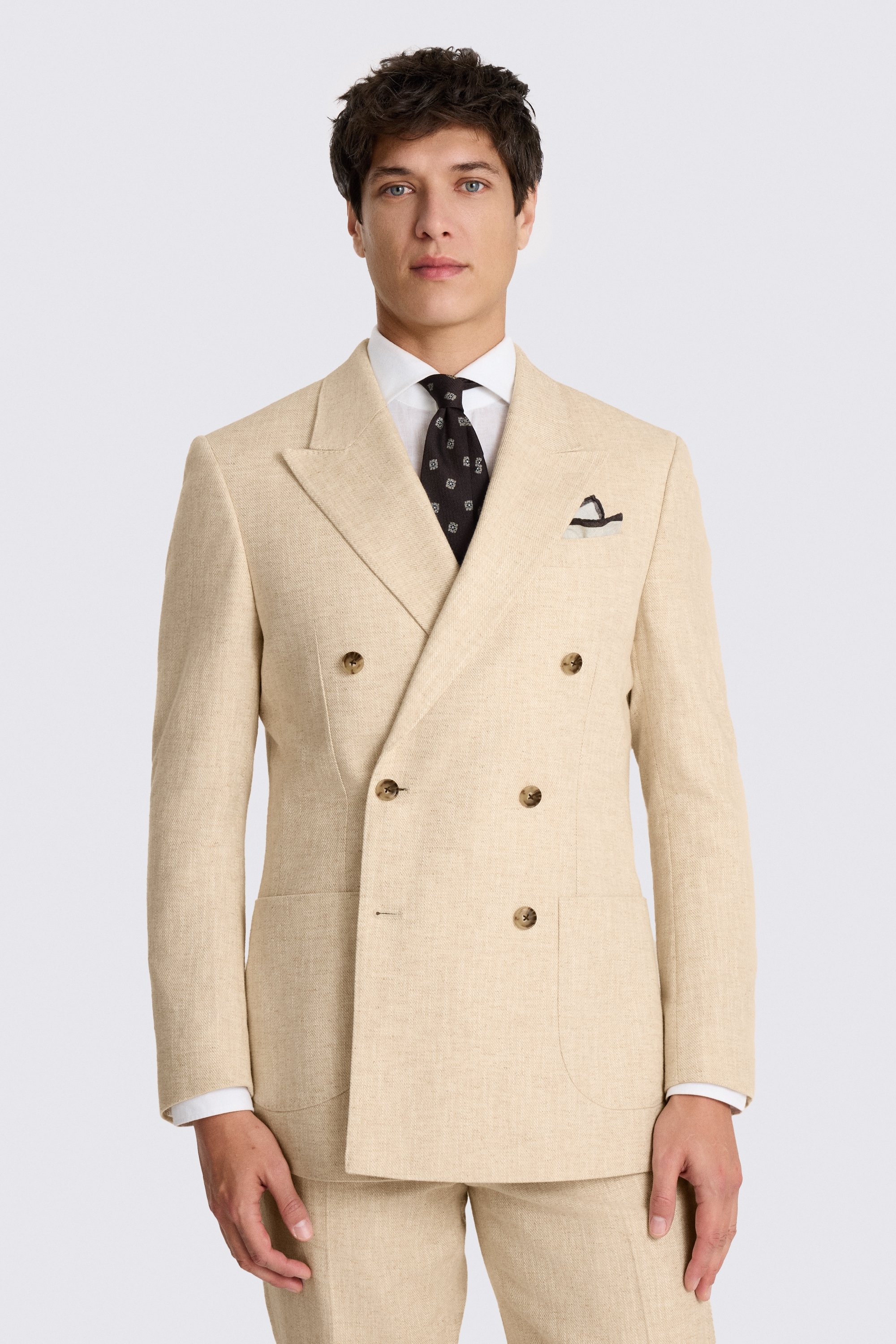 Relaxed Fit Ecru Twill Linen Cotton Suit