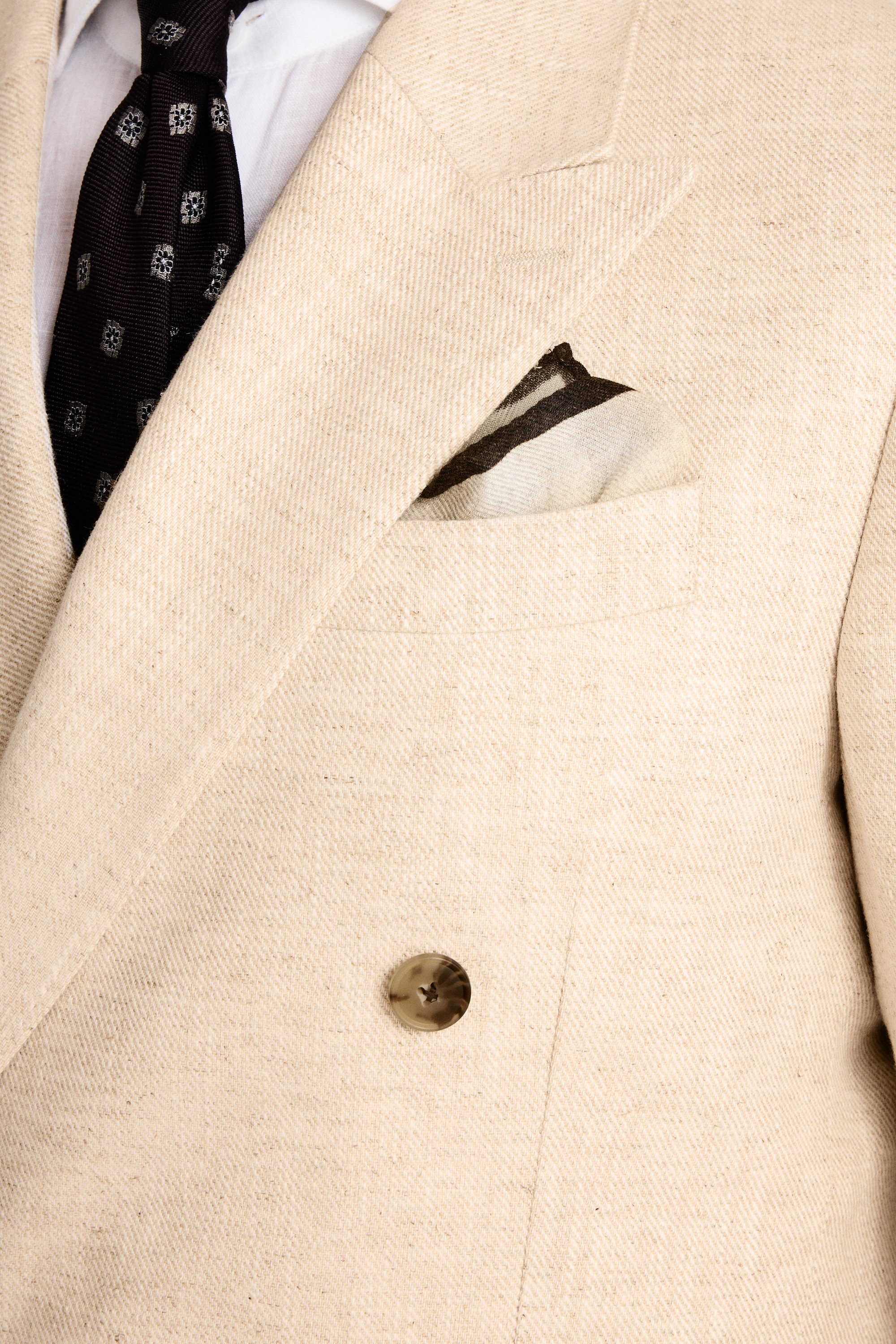 Relaxed Fit Ecru Twill Linen Cotton Suit