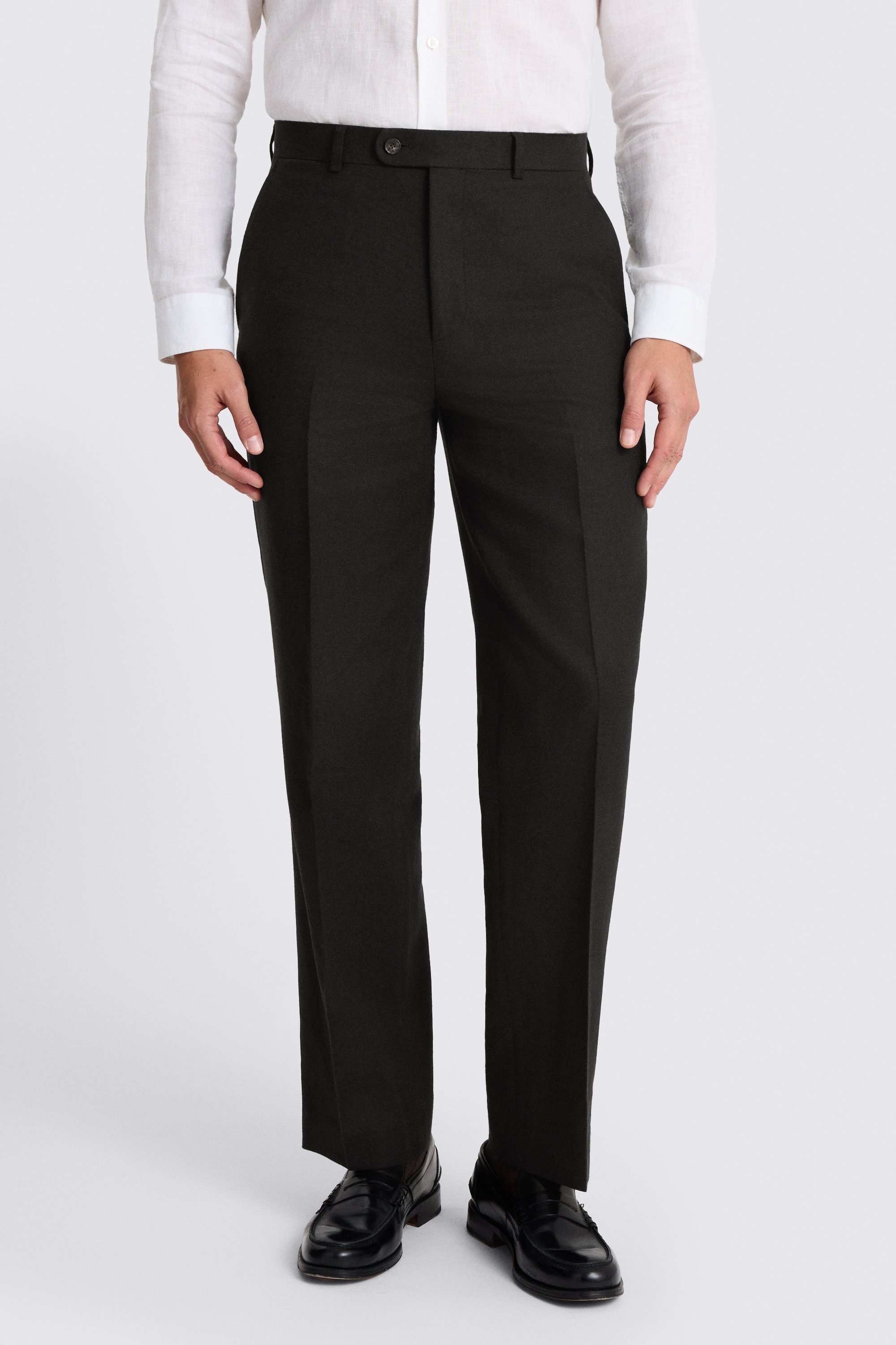 Relaxed Fit Black Twill Linen Cotton Suit