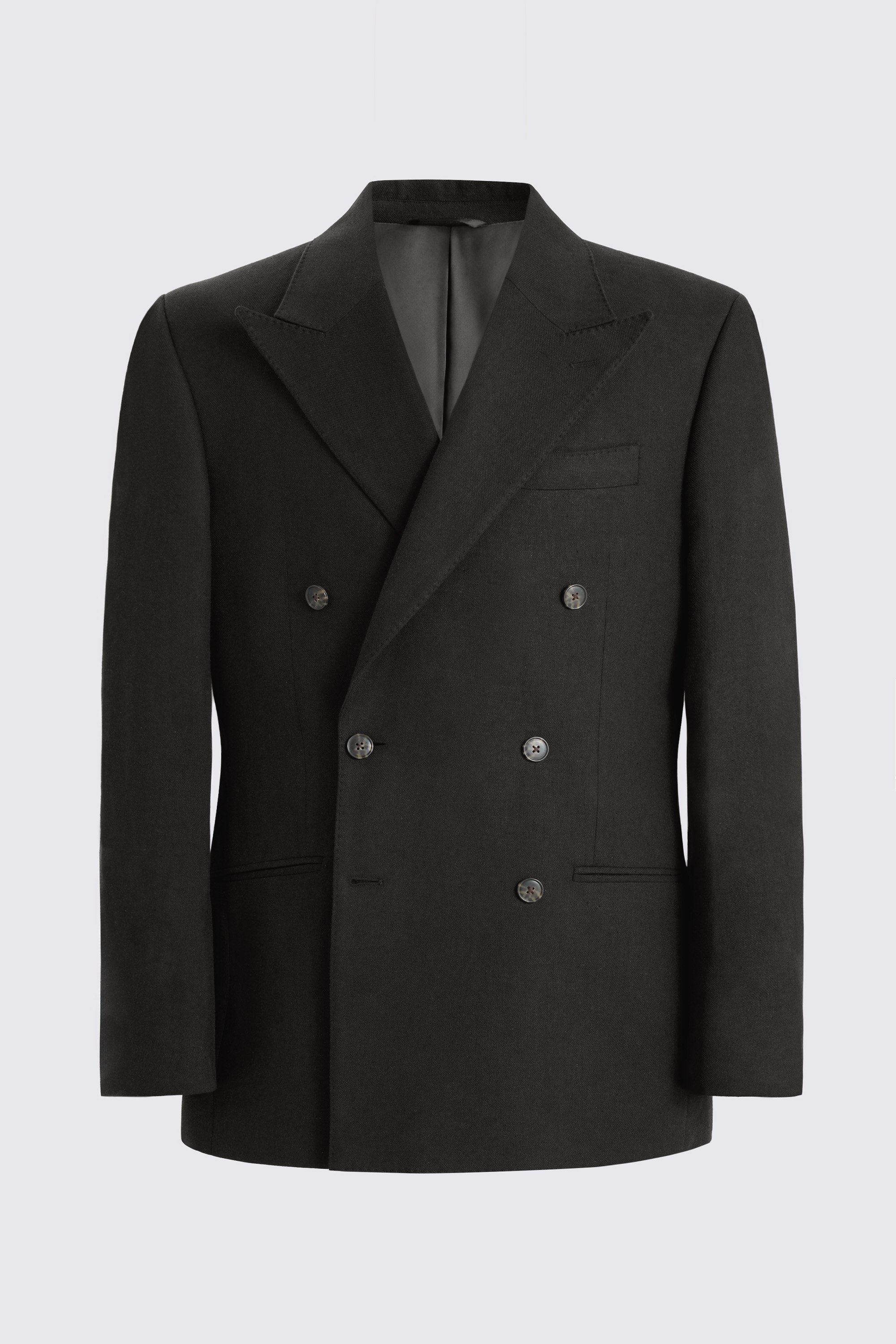 Relaxed Fit Black Twill Linen Cotton Suit