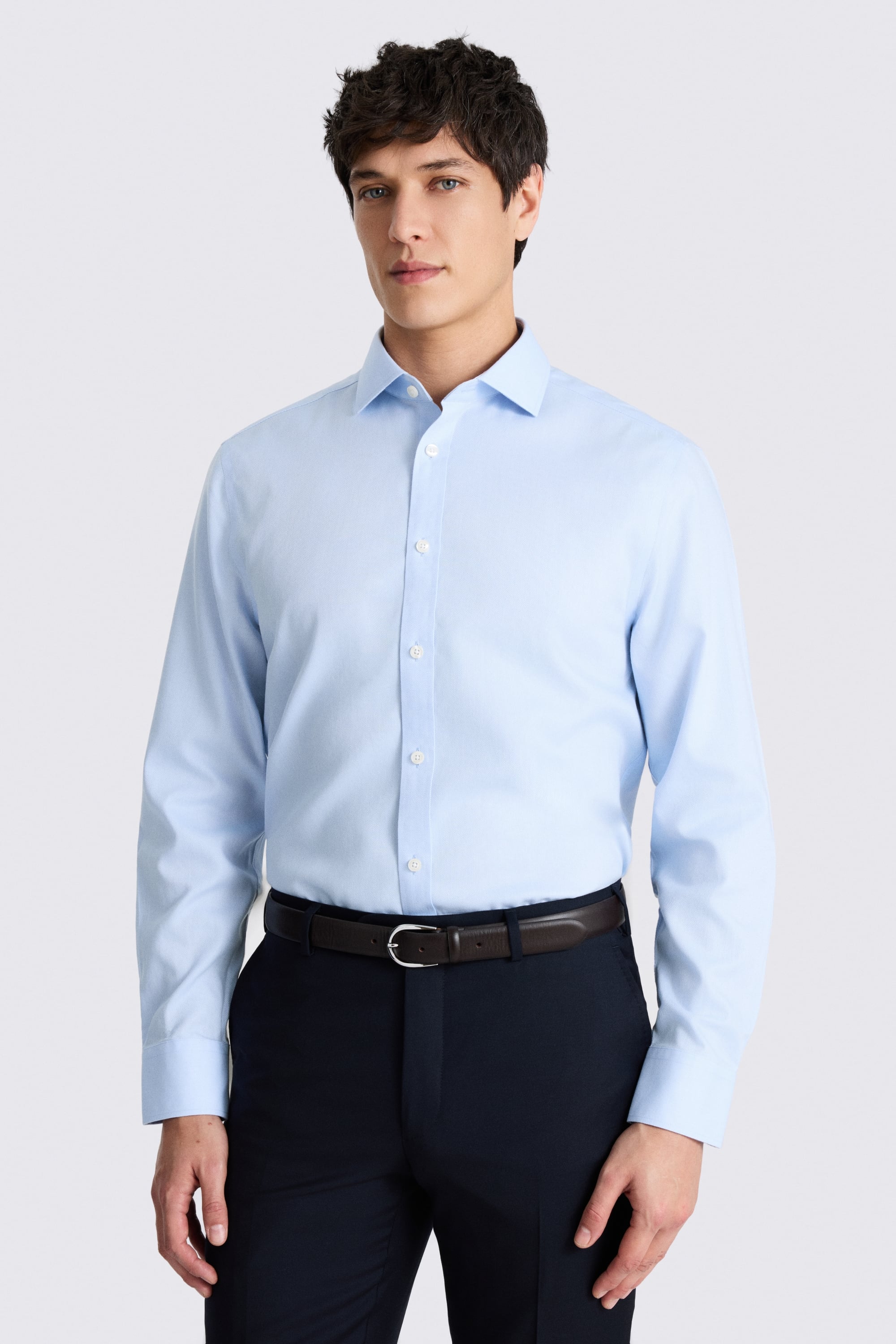Regular Fit Sky Royal Oxford Non Iron Cotton Shirt