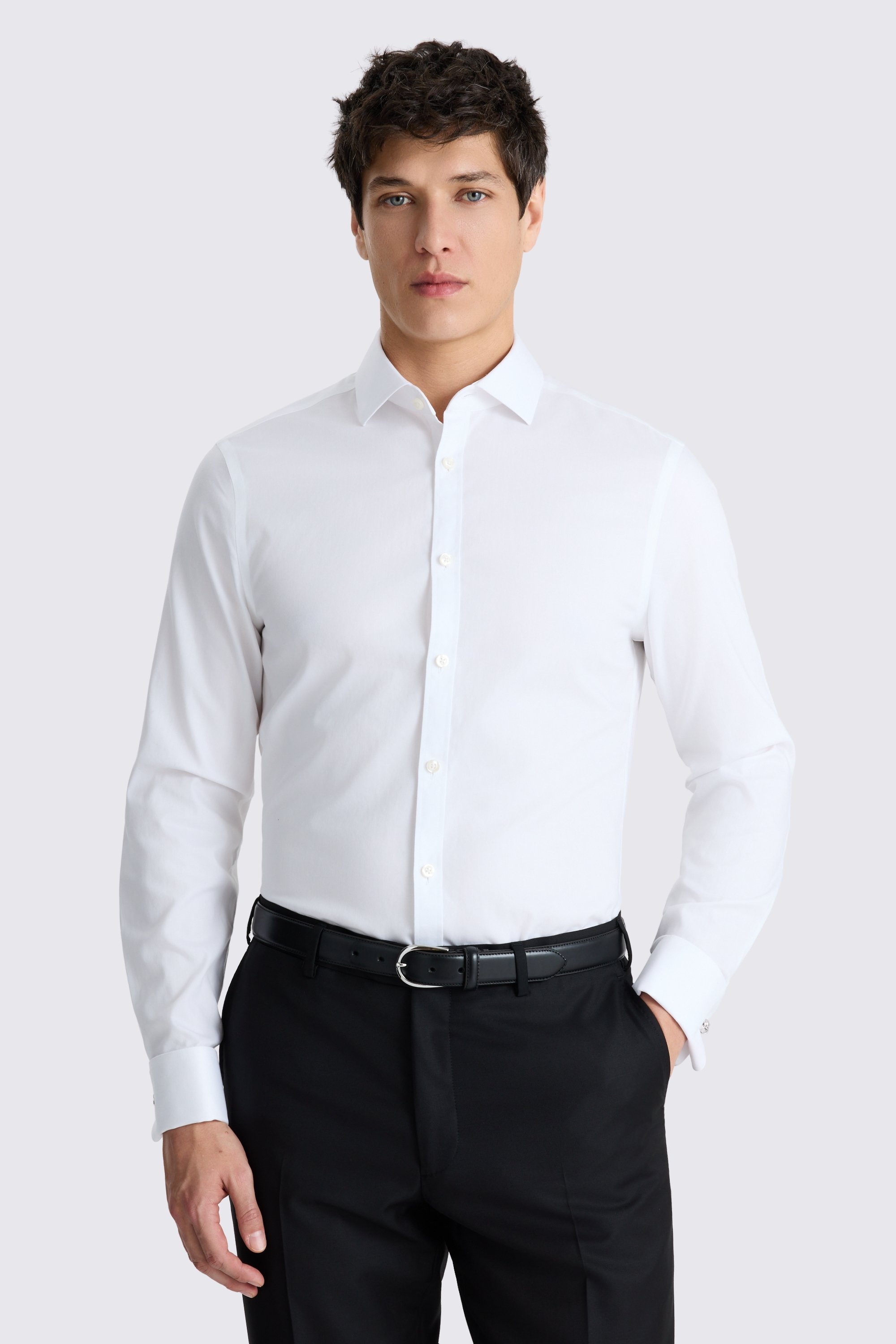 Slim Fit White Pinpoint Oxford Non Iron Shirt