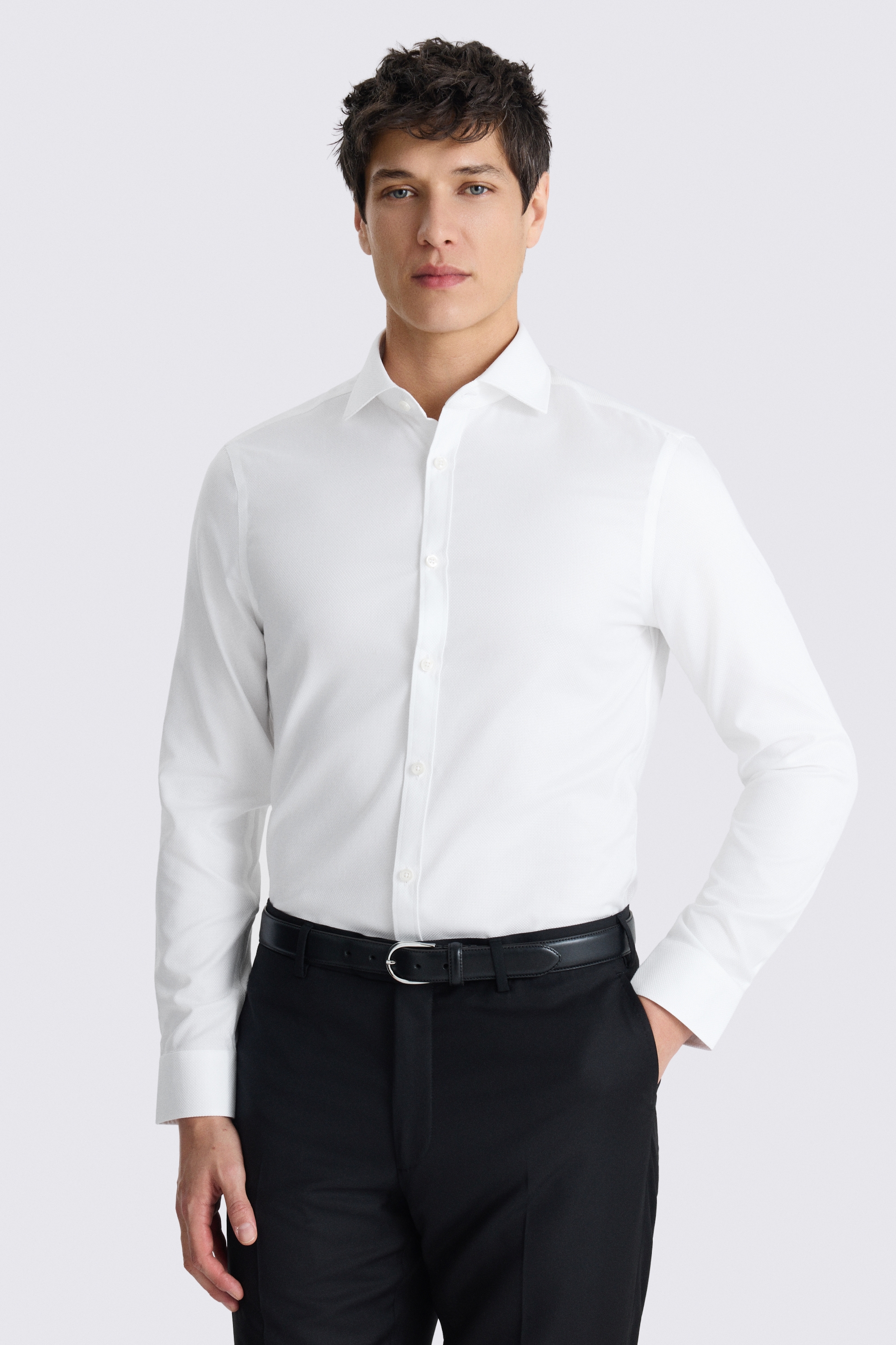Slim Fit White Dobby Shirt
