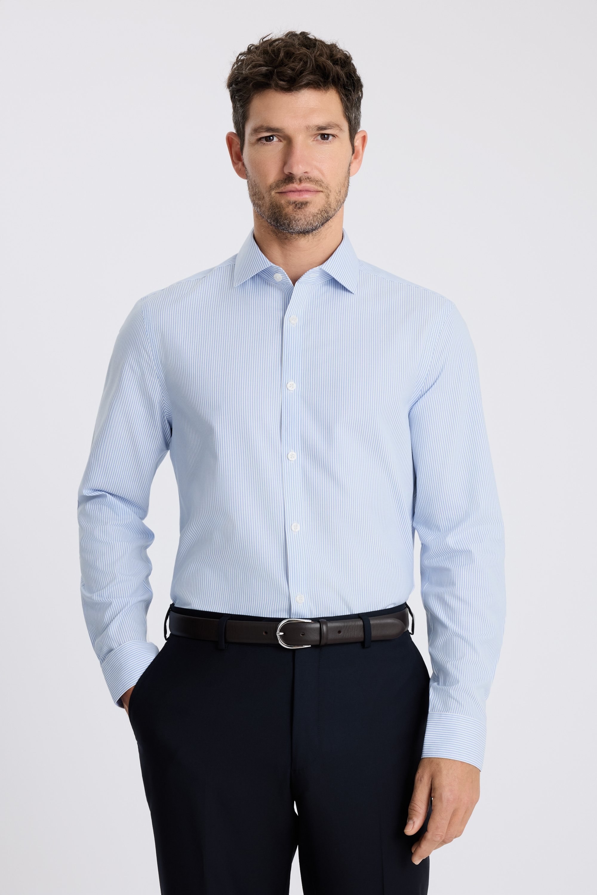 Slim Fit Sky Stripe Non Iron Shirt