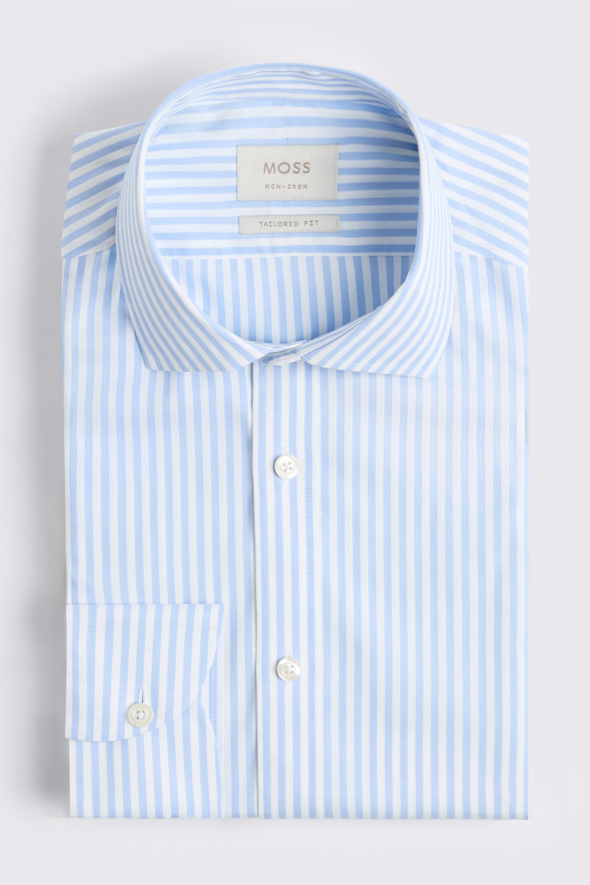 Tailored Fit Light Blue Bengal Stripe Non Iron Shirt