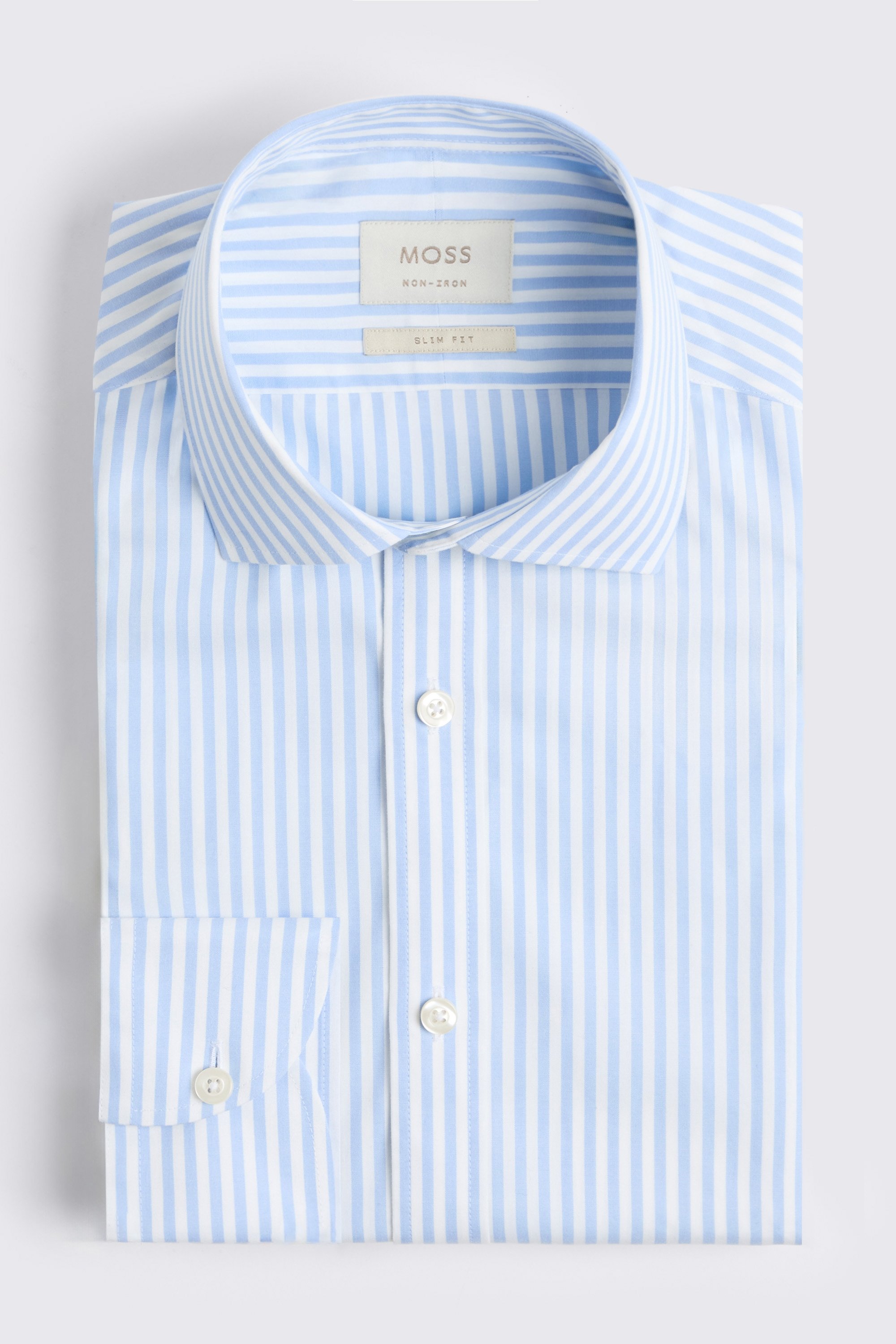 Slim Fit Light Blue Bengal Stripe Non Iron Shirt
