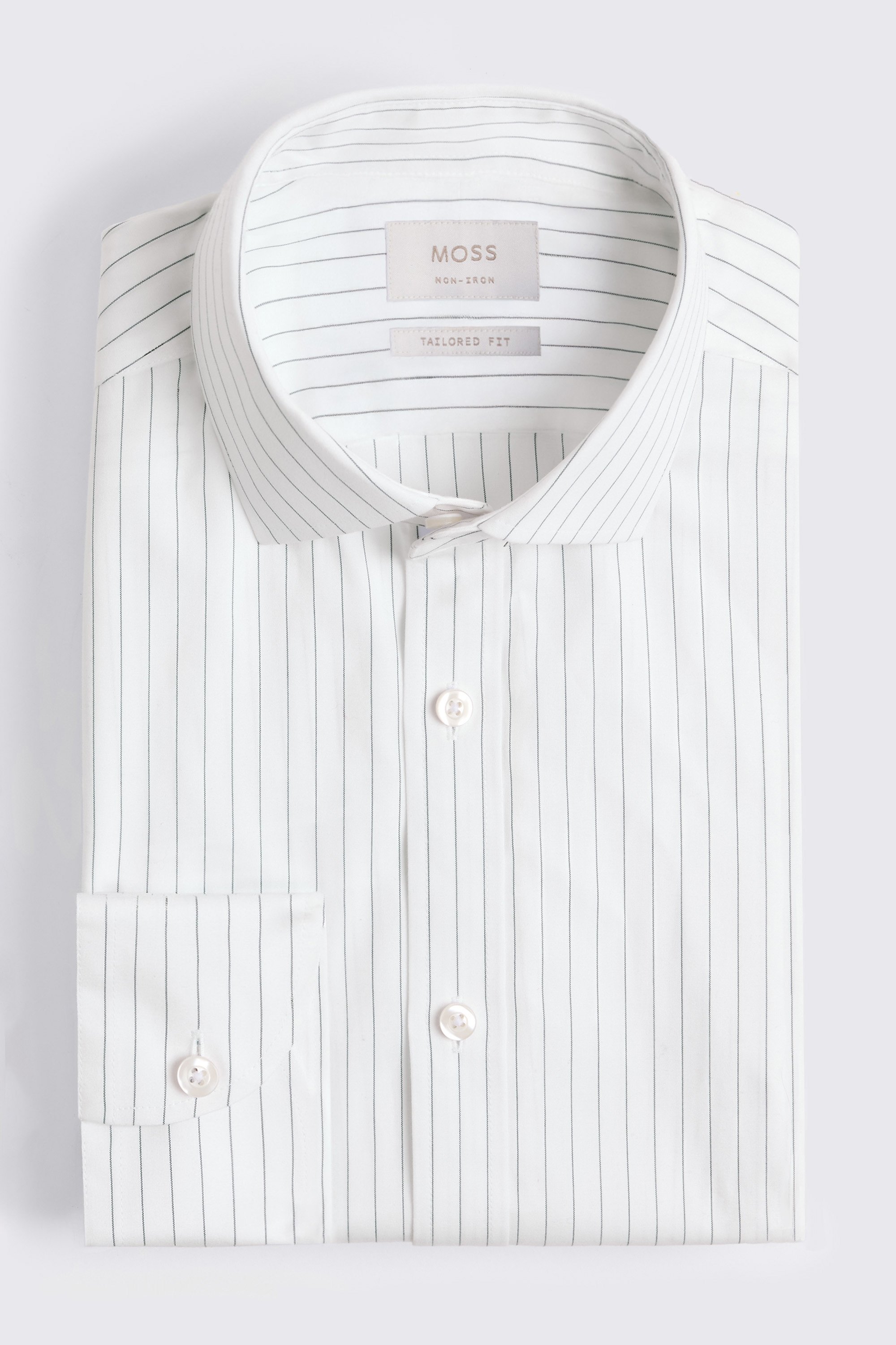 Tailored Fit Navy Wide Stripe Non Iron Shirt