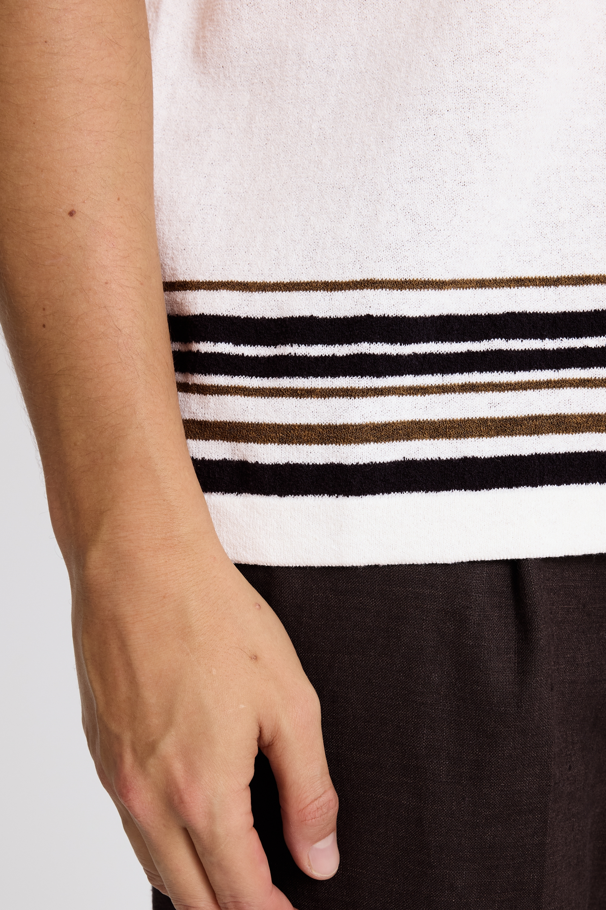 Off-White Multi Stripe Linen-Blend T-shirt