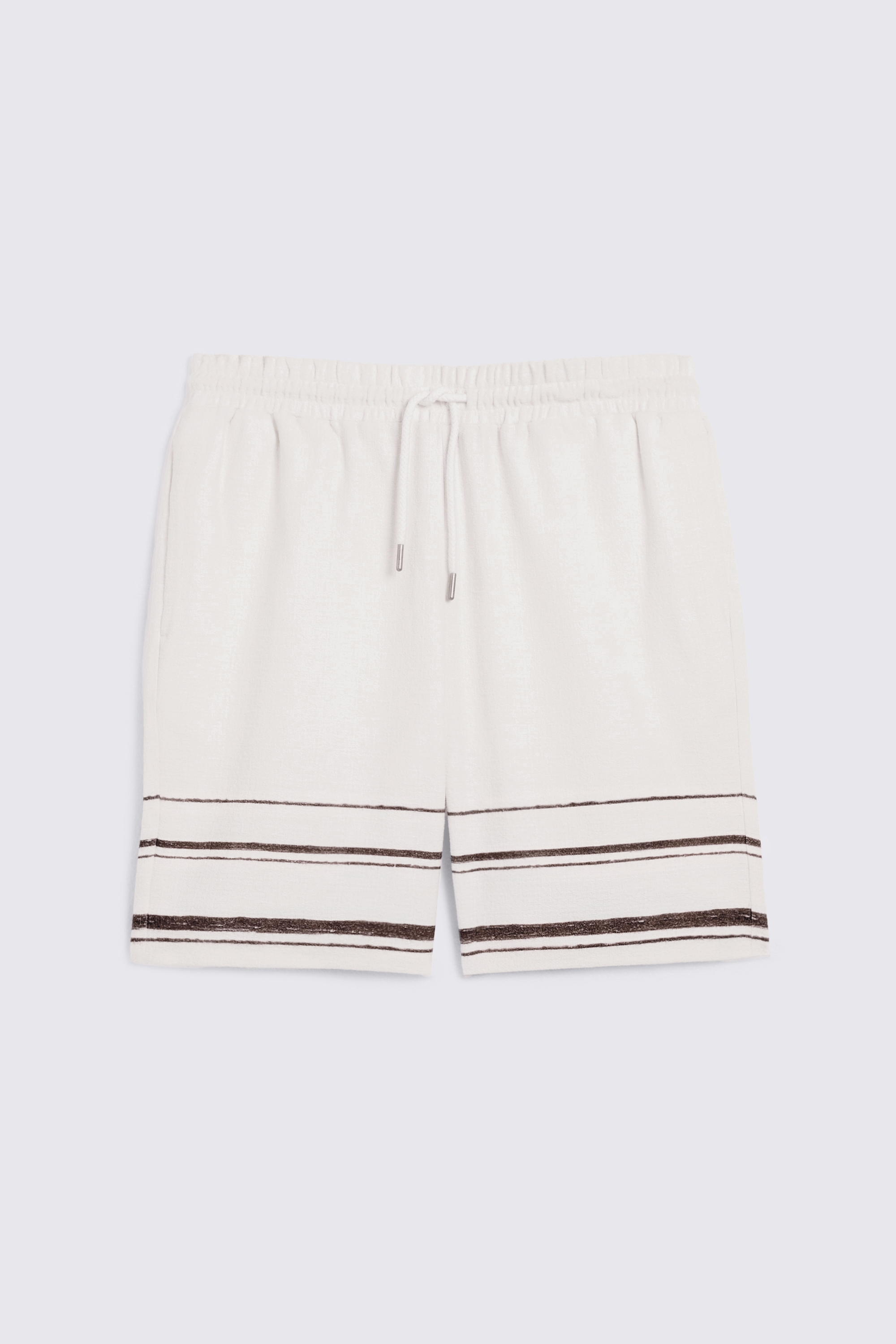 White Brown Stripe Cotton Shorts