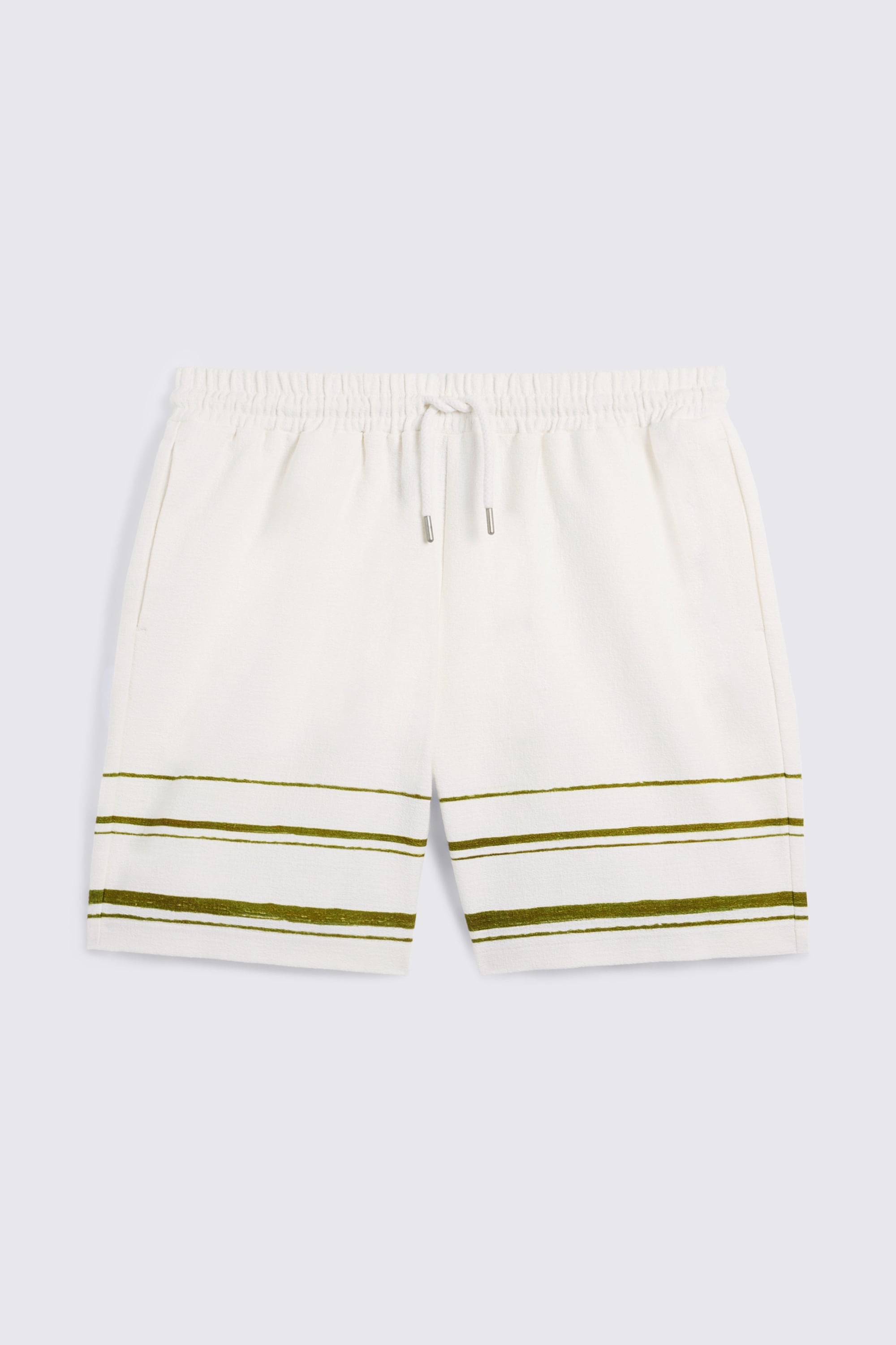 Olive Stripe Cotton Shorts