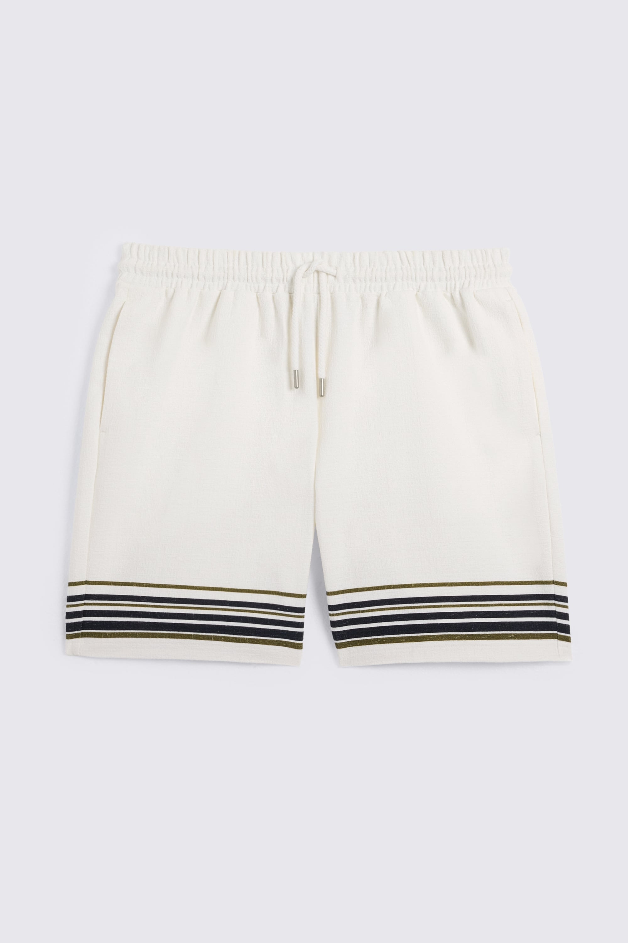 Navy & Khaki Stripe Cotton Shorts