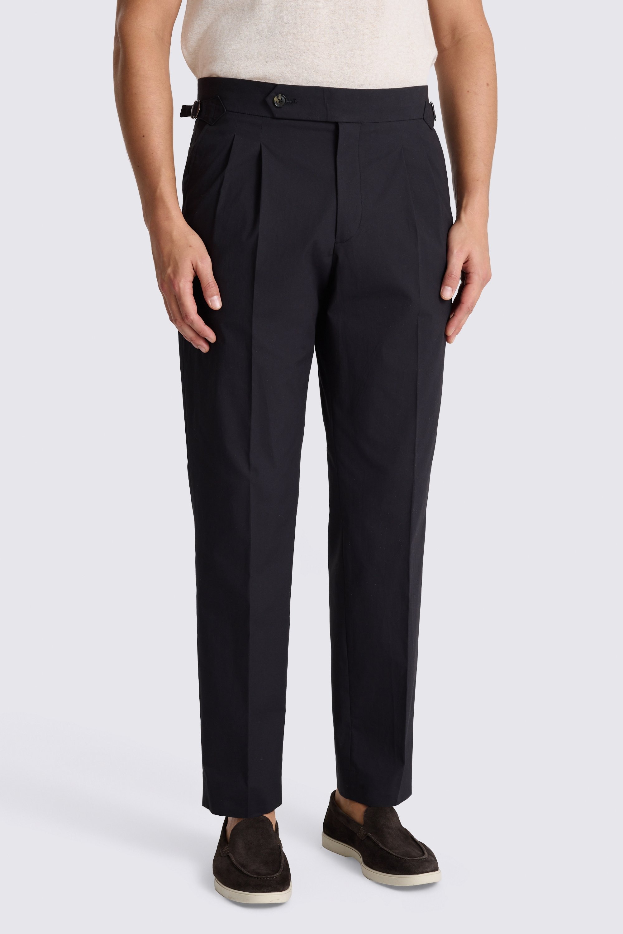 Ligth Black Cotton Pleated Trouser 