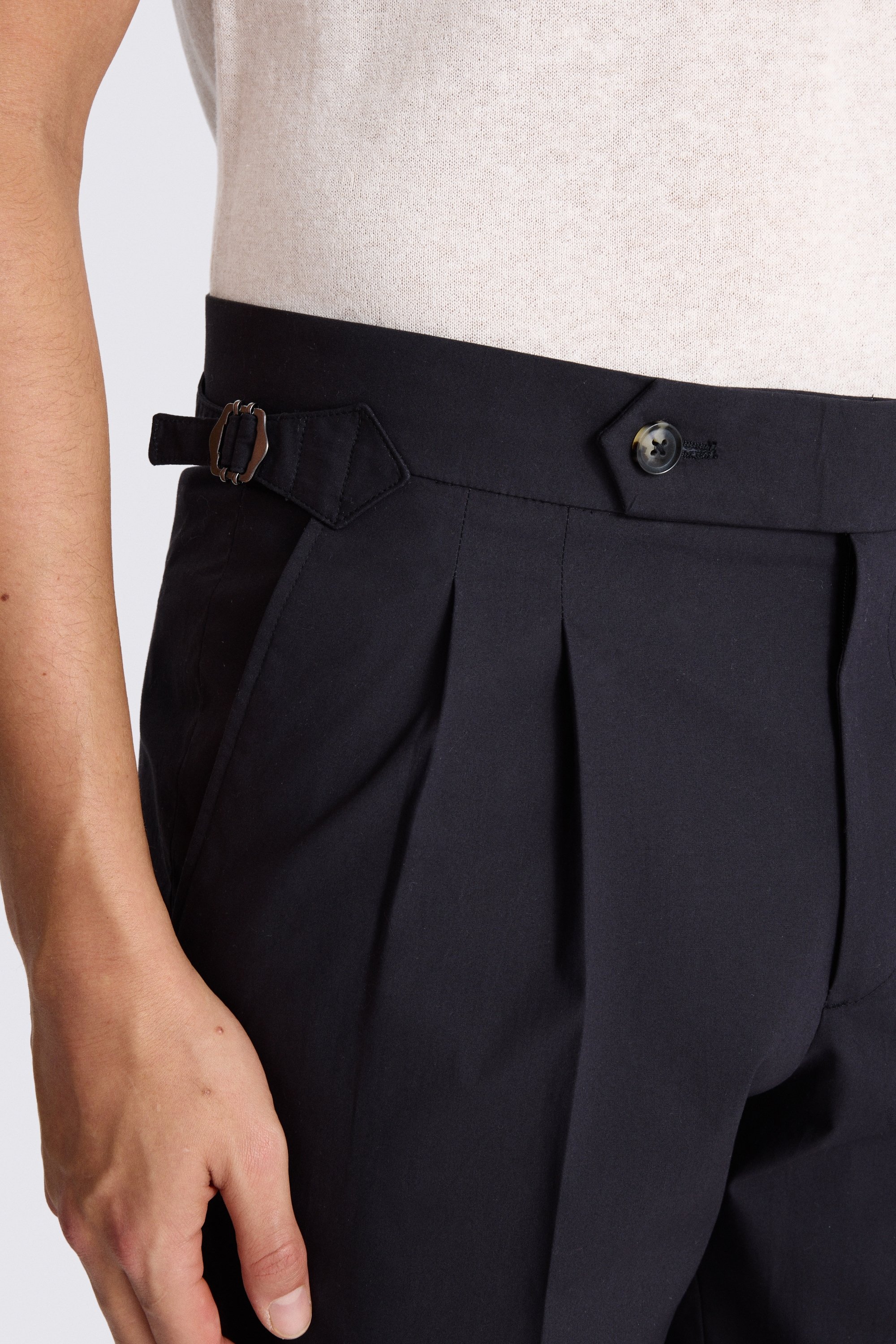 Ligth Black Cotton Pleated Trouser 