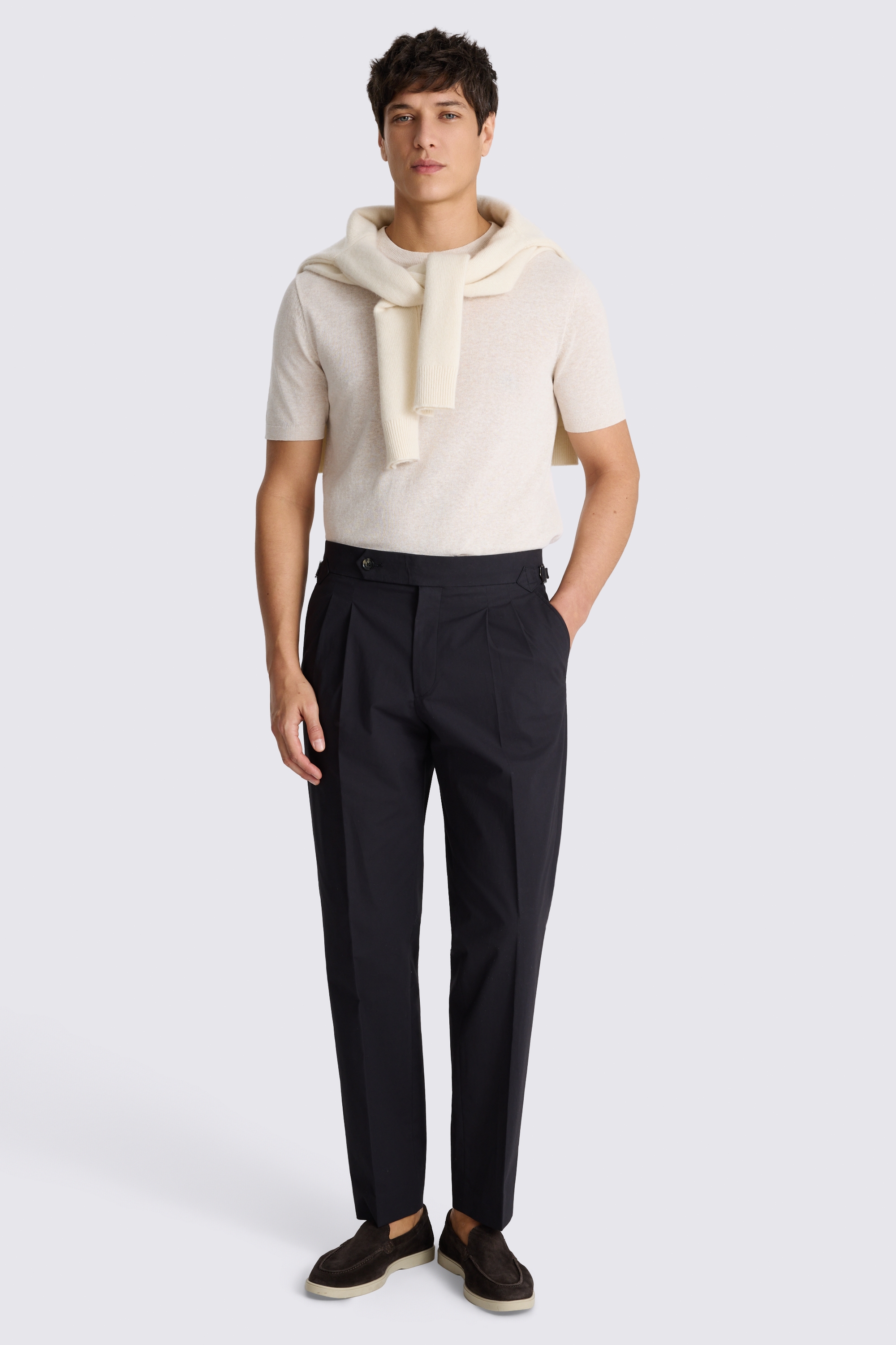 Ligth Black Cotton Pleated Trouser 