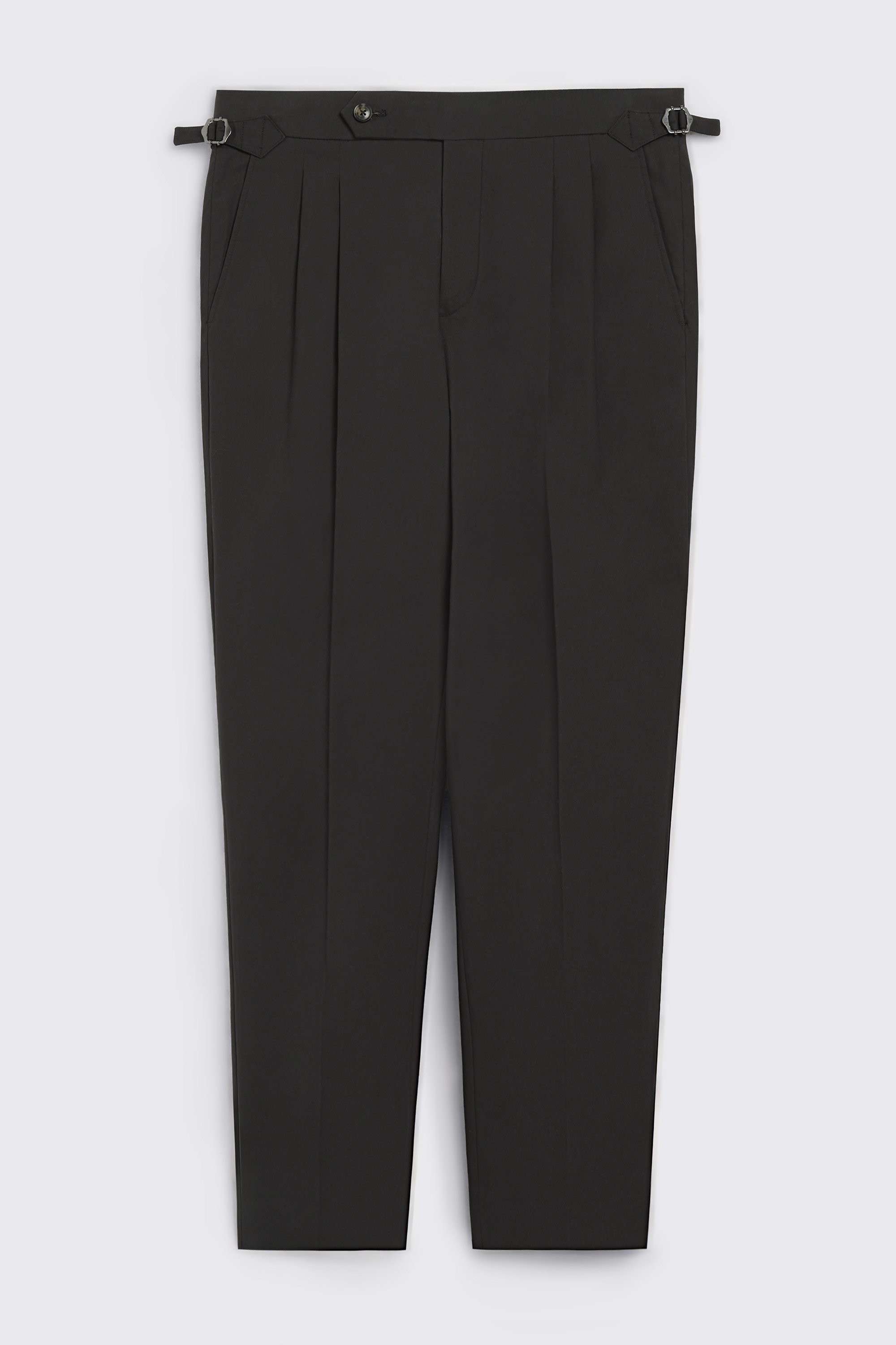 Black Cotton Pleated Pants