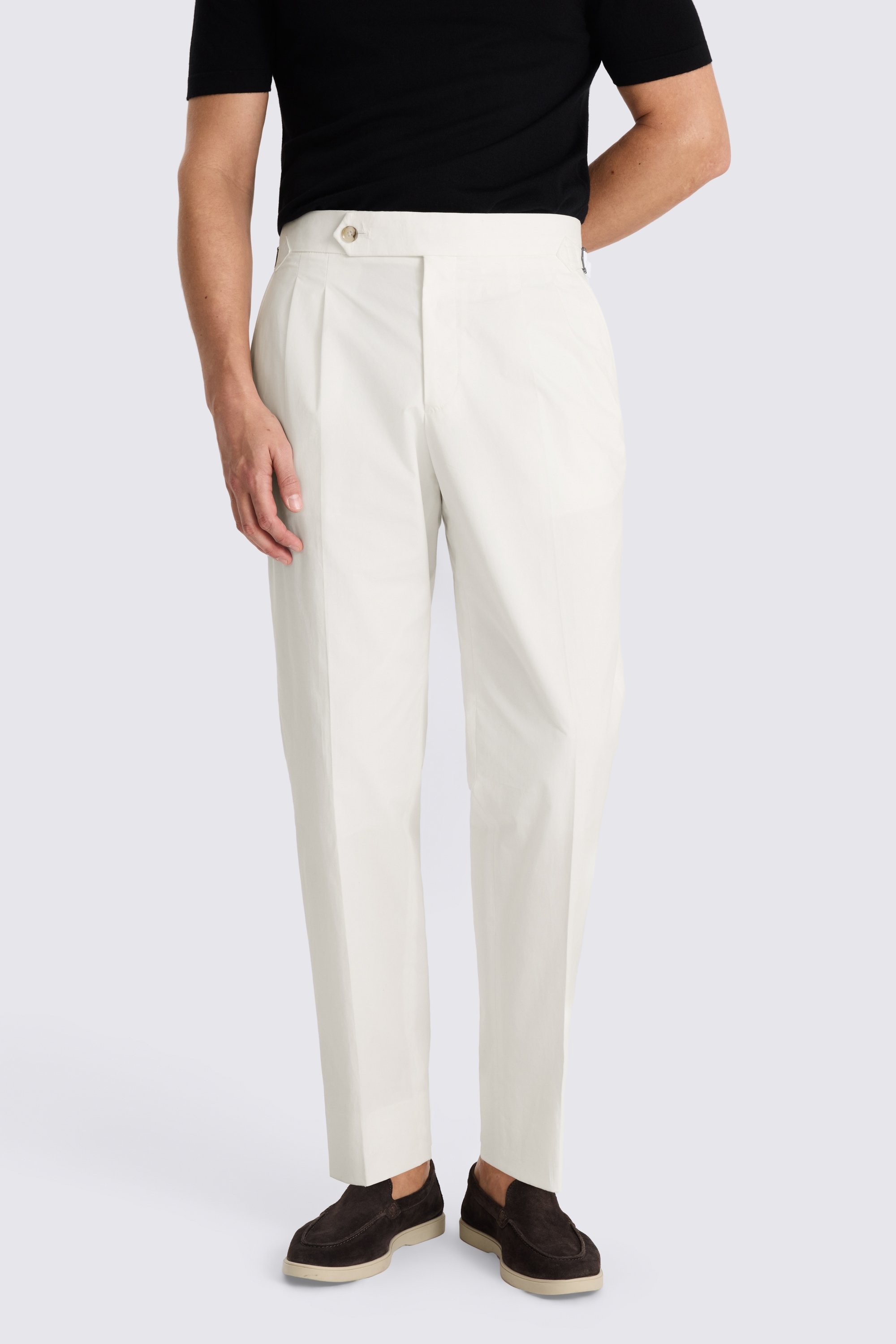 White Cotton Pleated Pant 