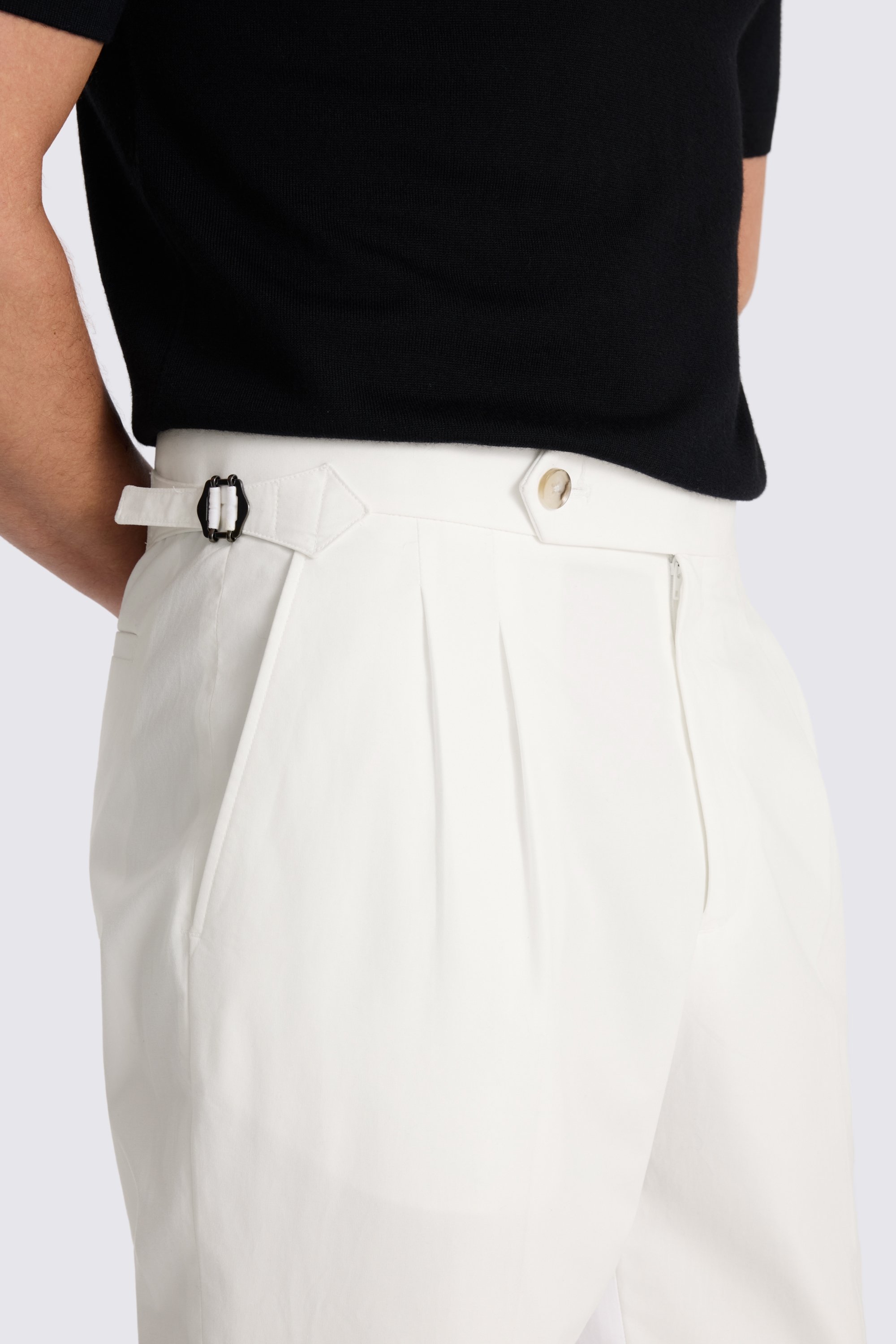 White Cotton Pleated Pant 