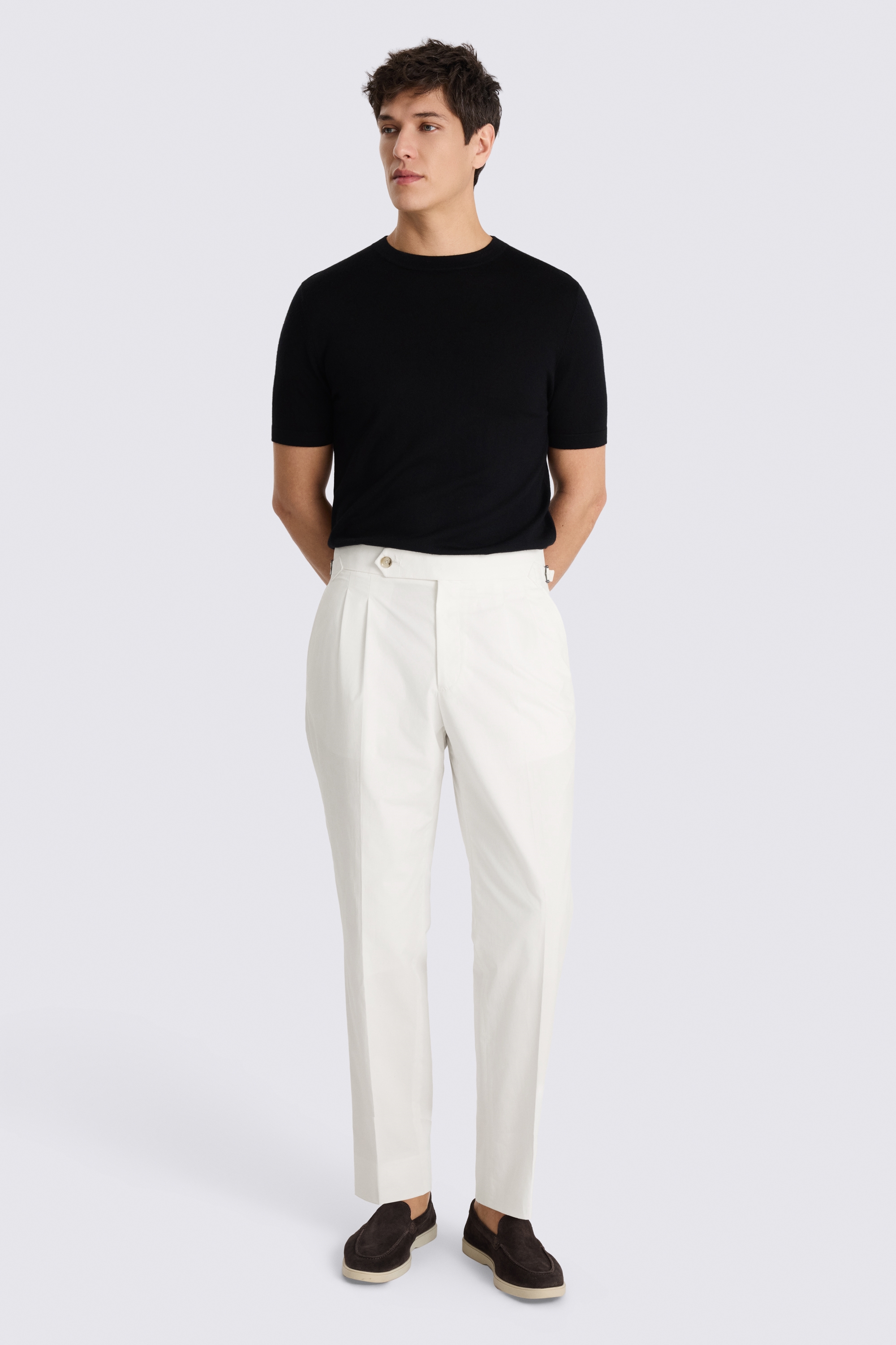 White Cotton Pleated Pant 