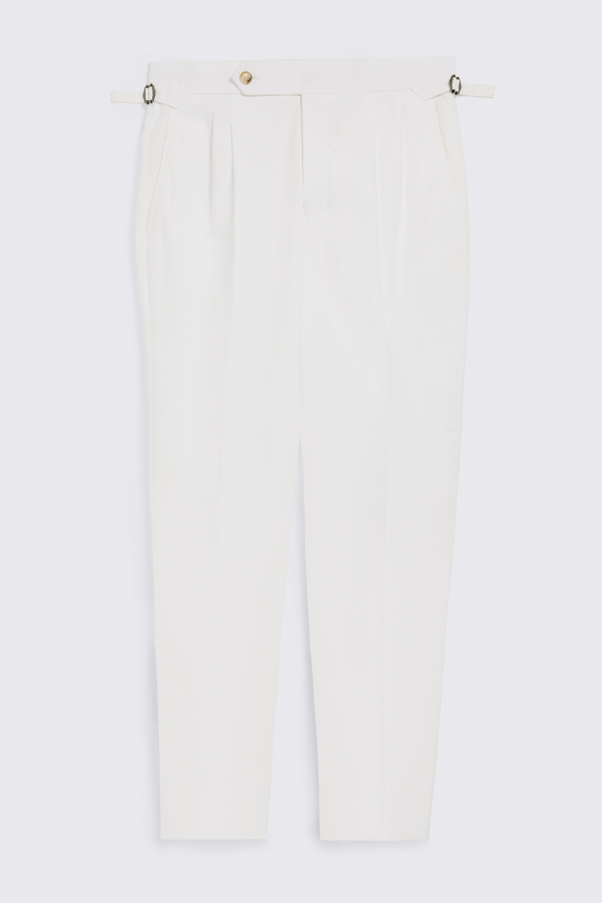 White Cotton Pleated Pant 
