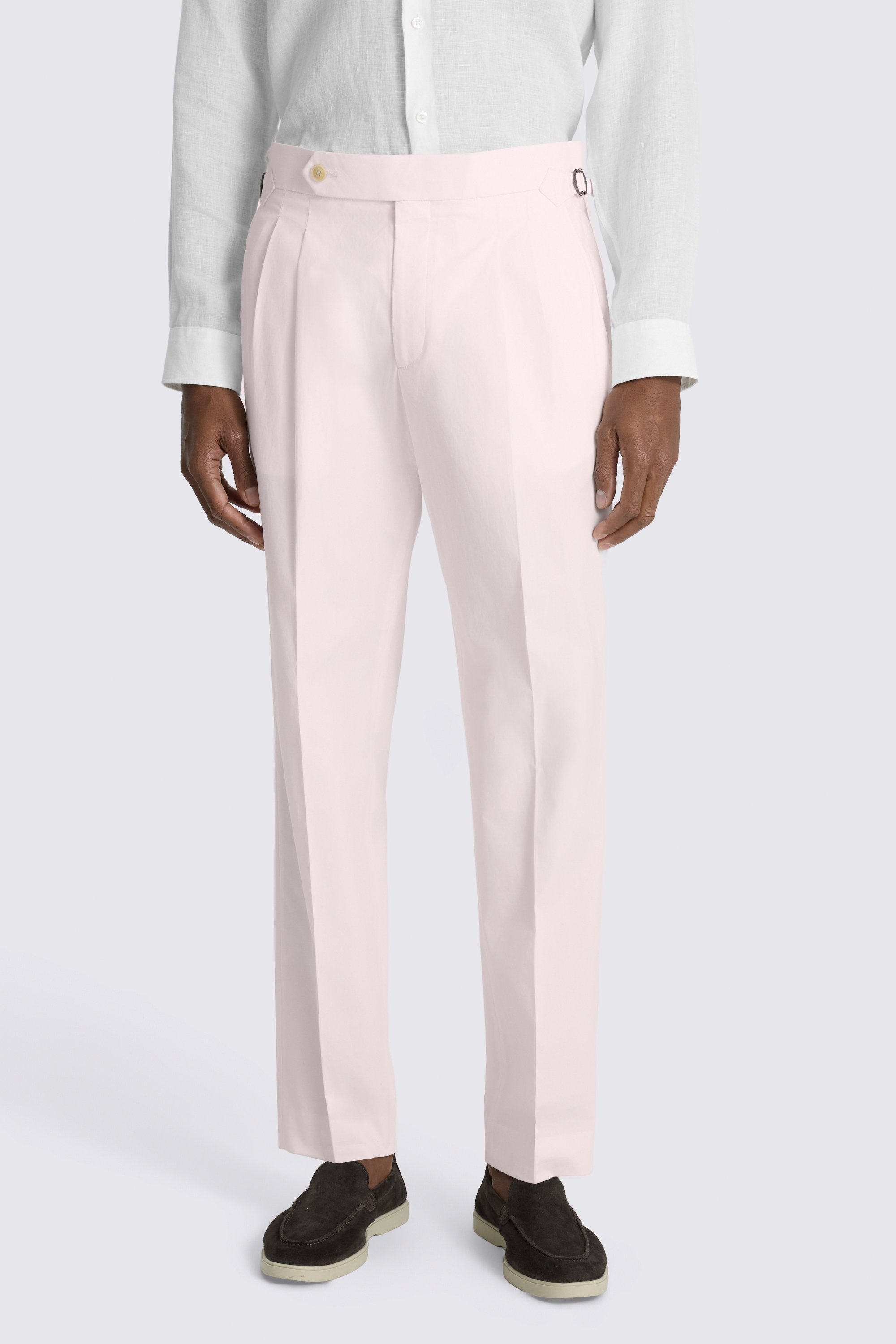 Pale Pink Cotton Pleated Trouser 