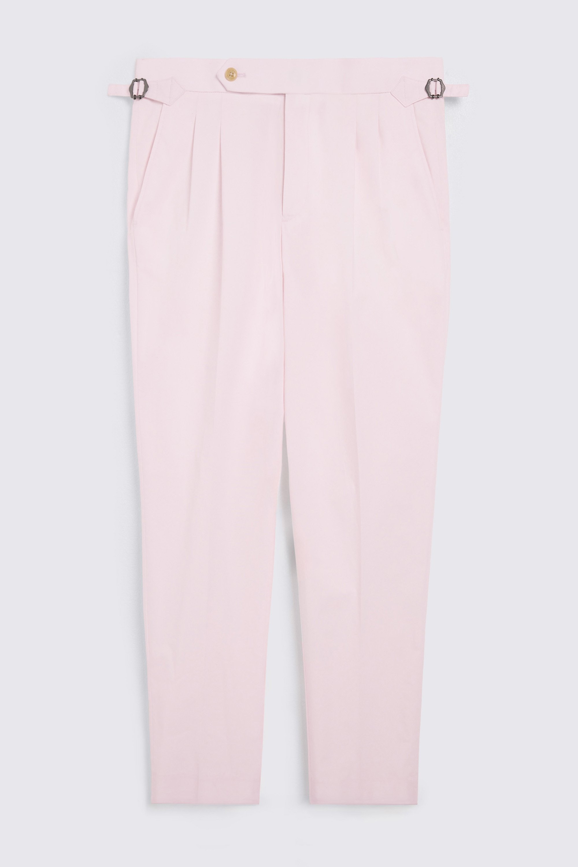 Pale Pink Cotton Pleated Pants