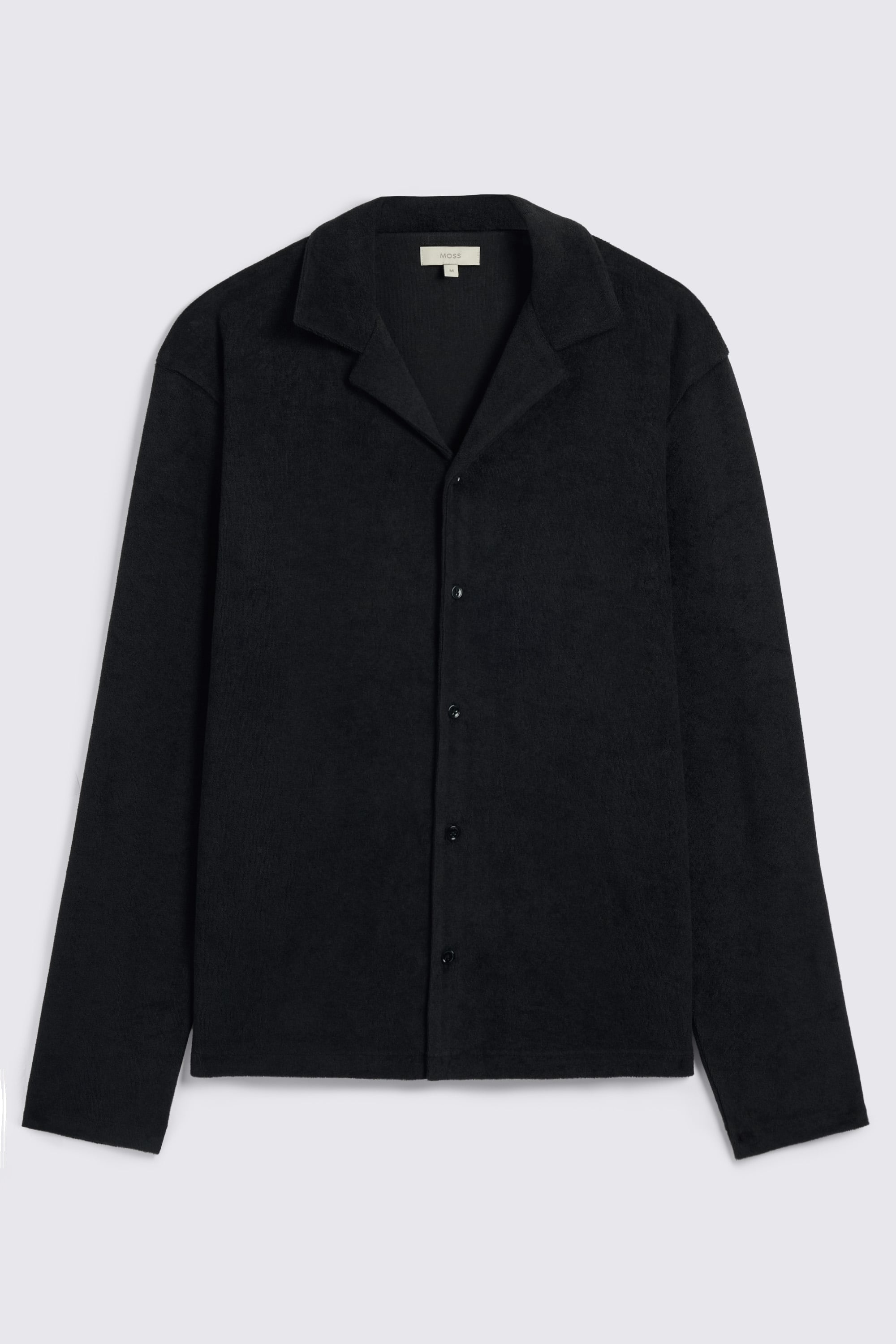 Black Terry Towelling Button Through Shirt
