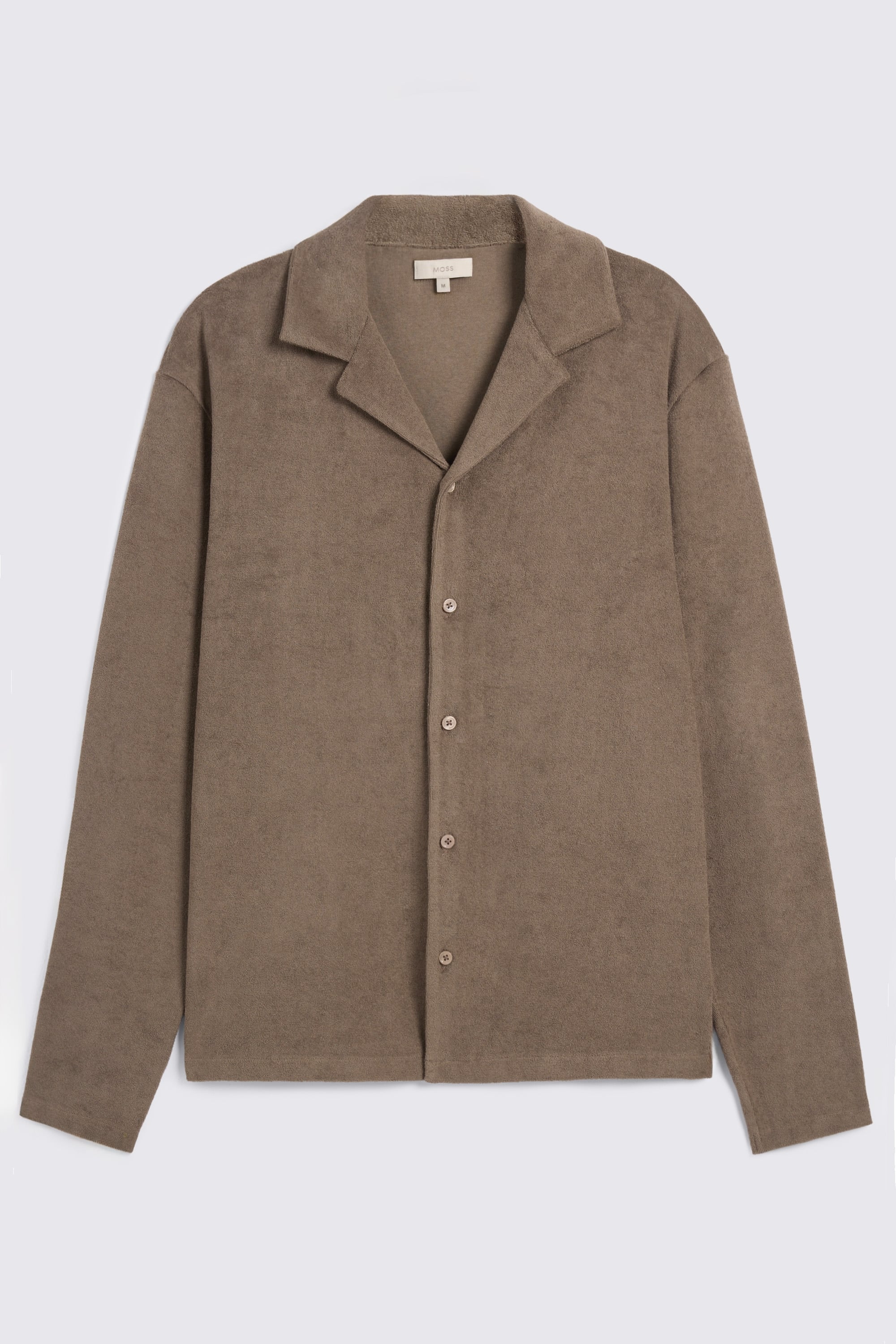 Taupe Terry Towelling Button Through Shirt