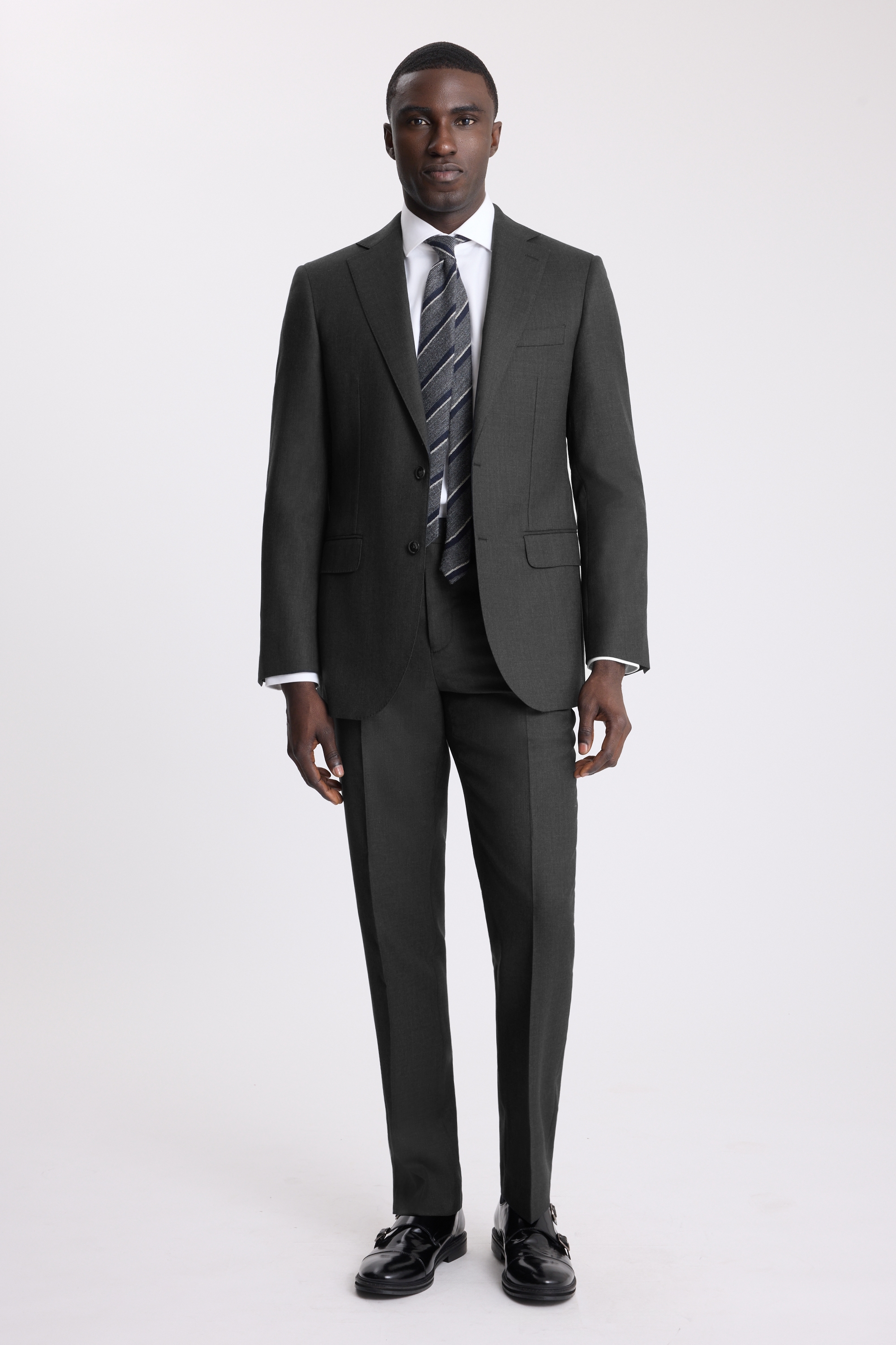 Regular Fit Charcoal Twill Suit