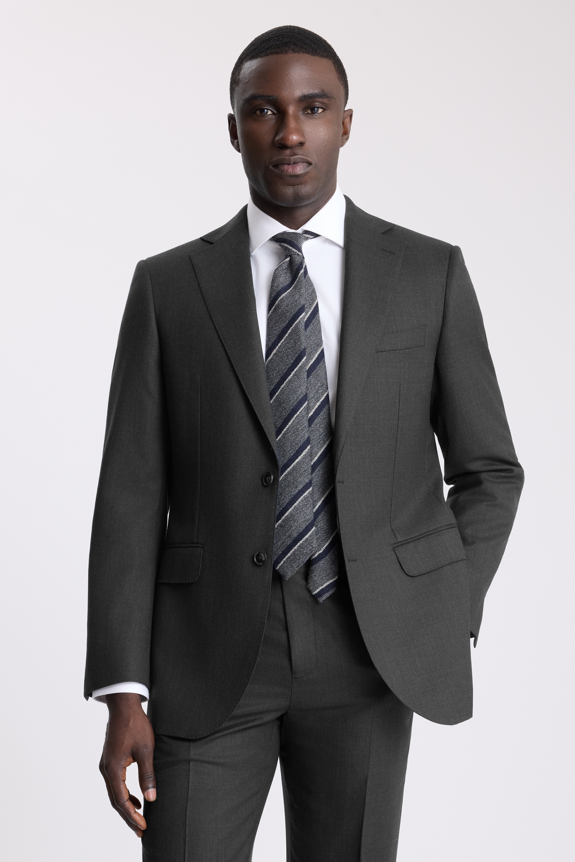Regular Fit Charcoal Twill Suit