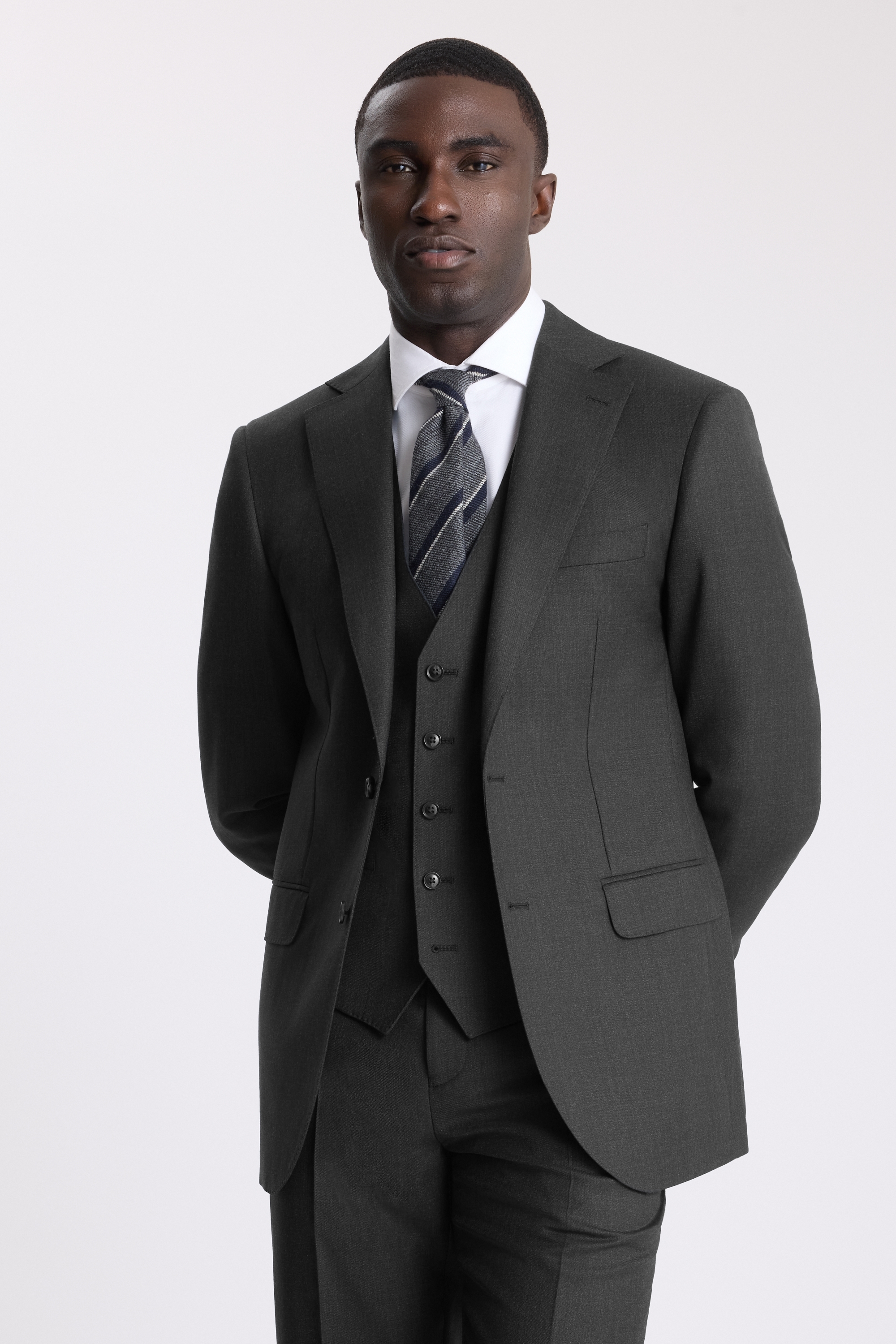 Regular Fit Charcoal Twill Suit