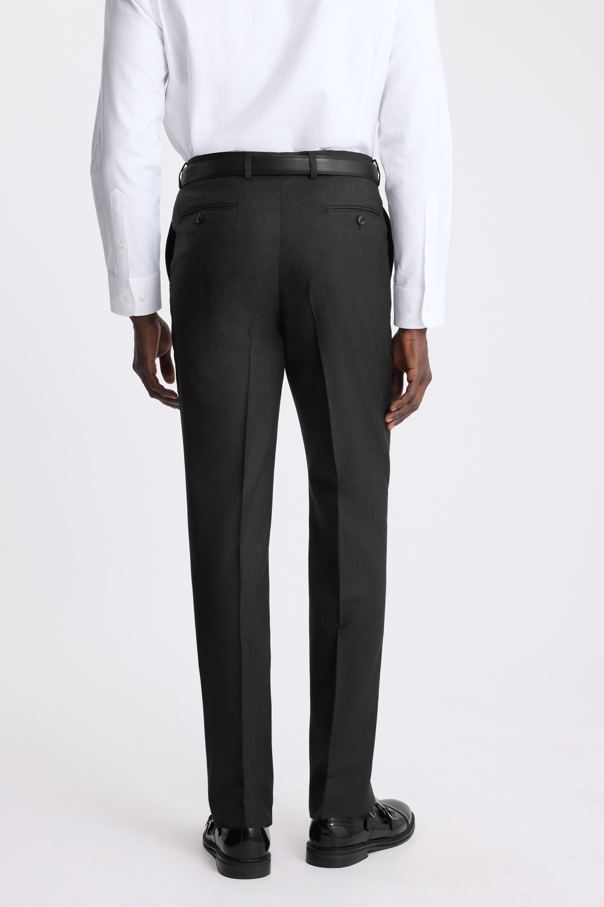Regular Fit Charcoal Twill Trousers