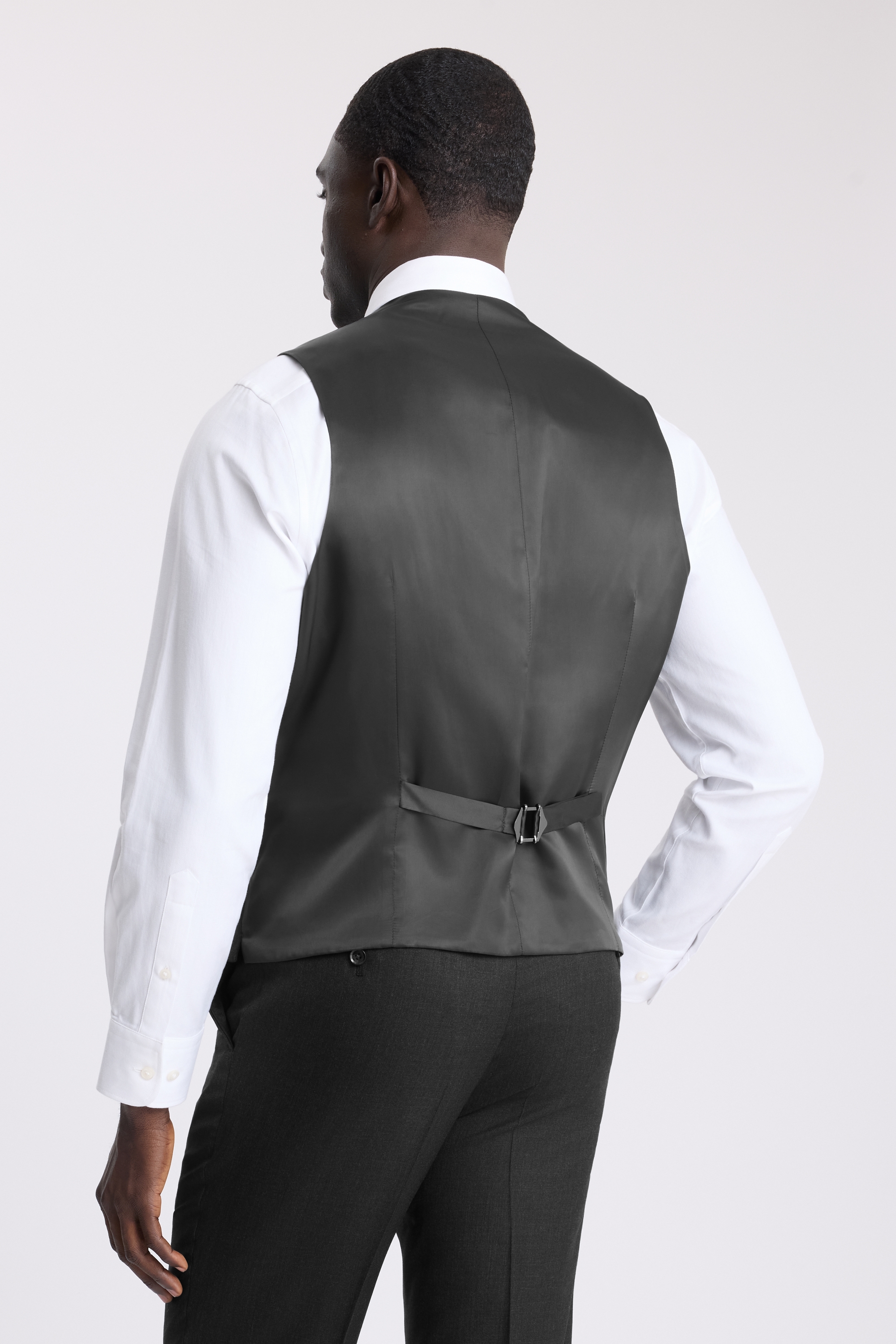 Regular Fit Charcoal Twill Vest
