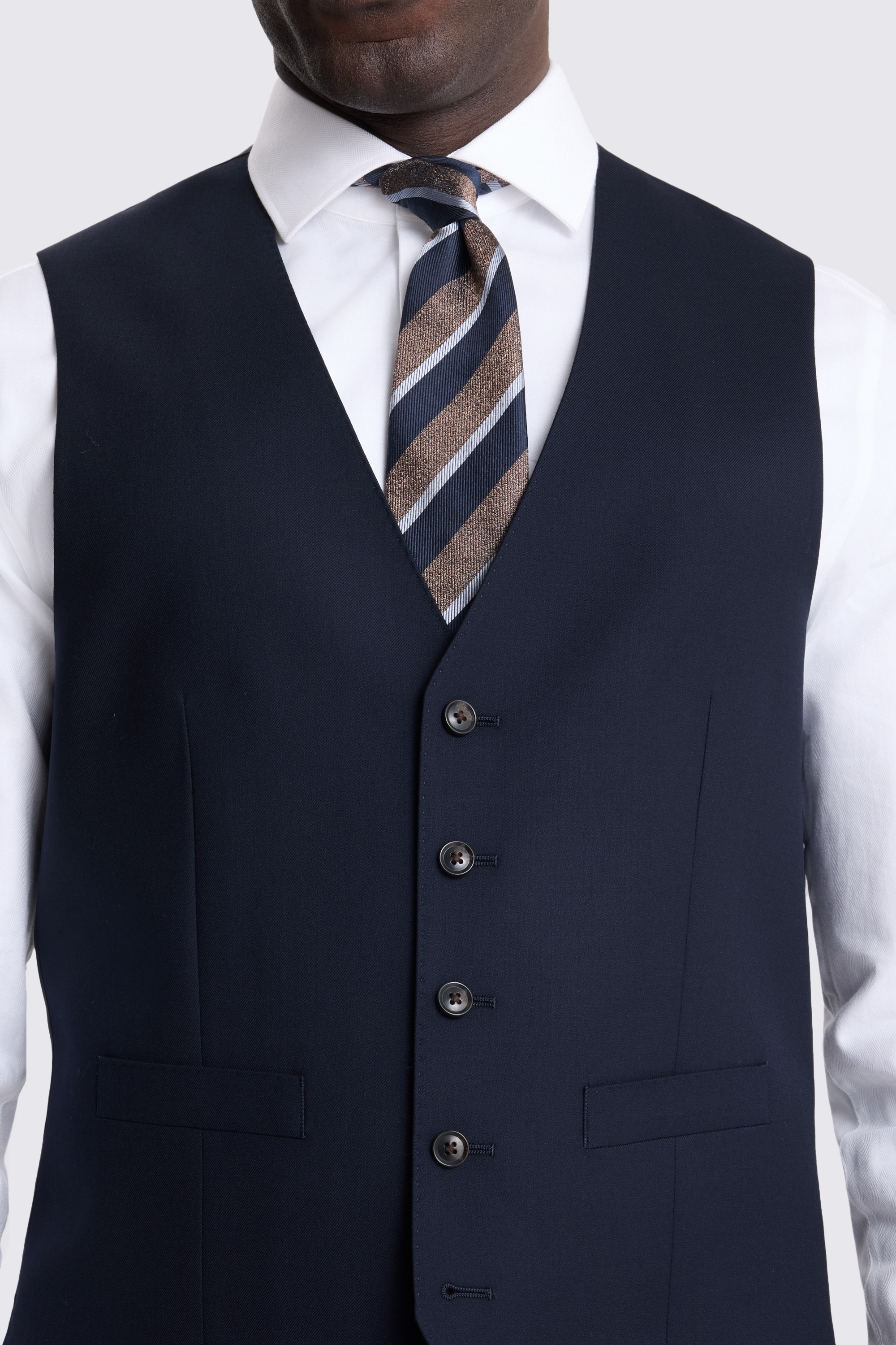 Regular Fit Navy Twill Vest