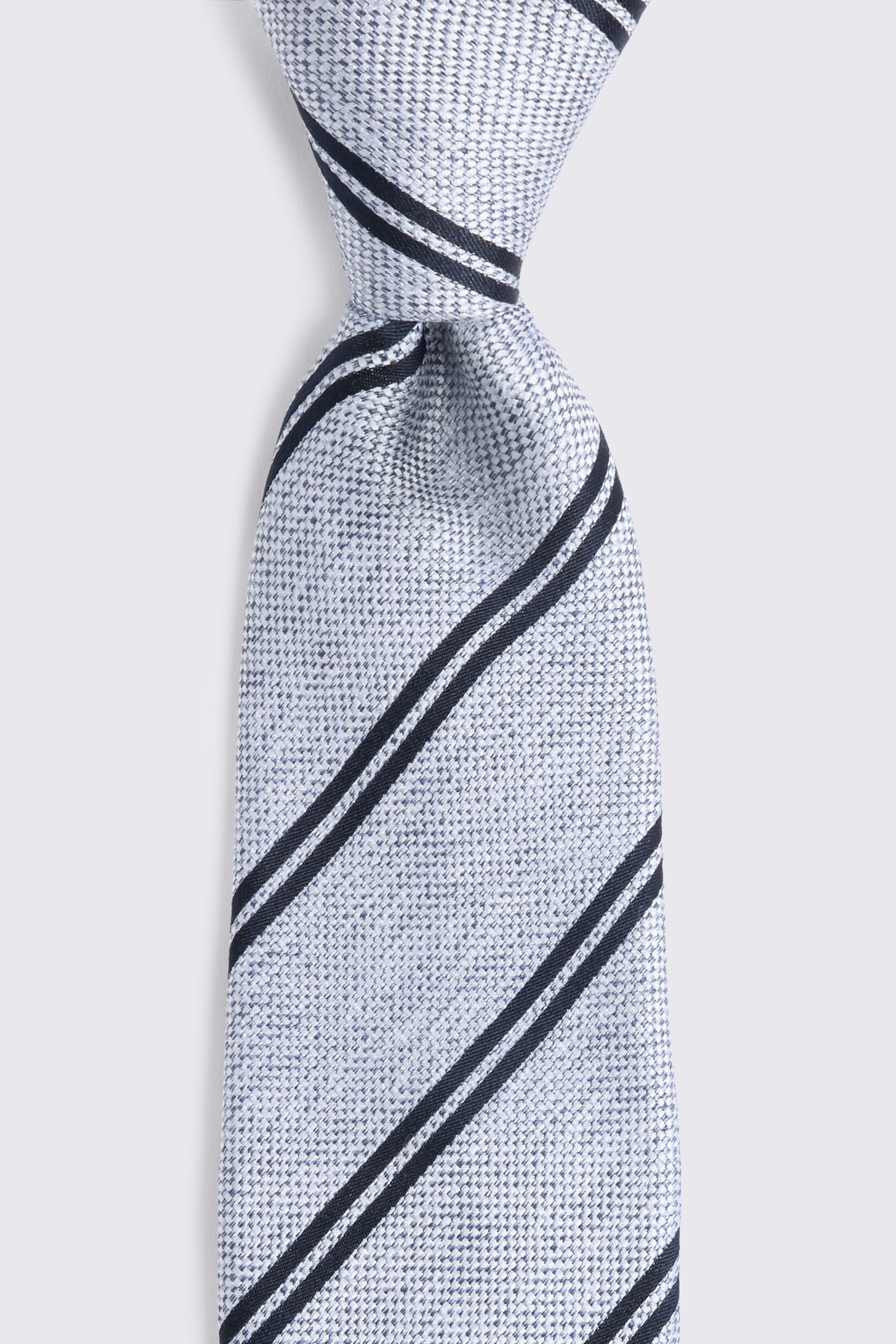 Light Blue & Navy Silk Stripe Tie