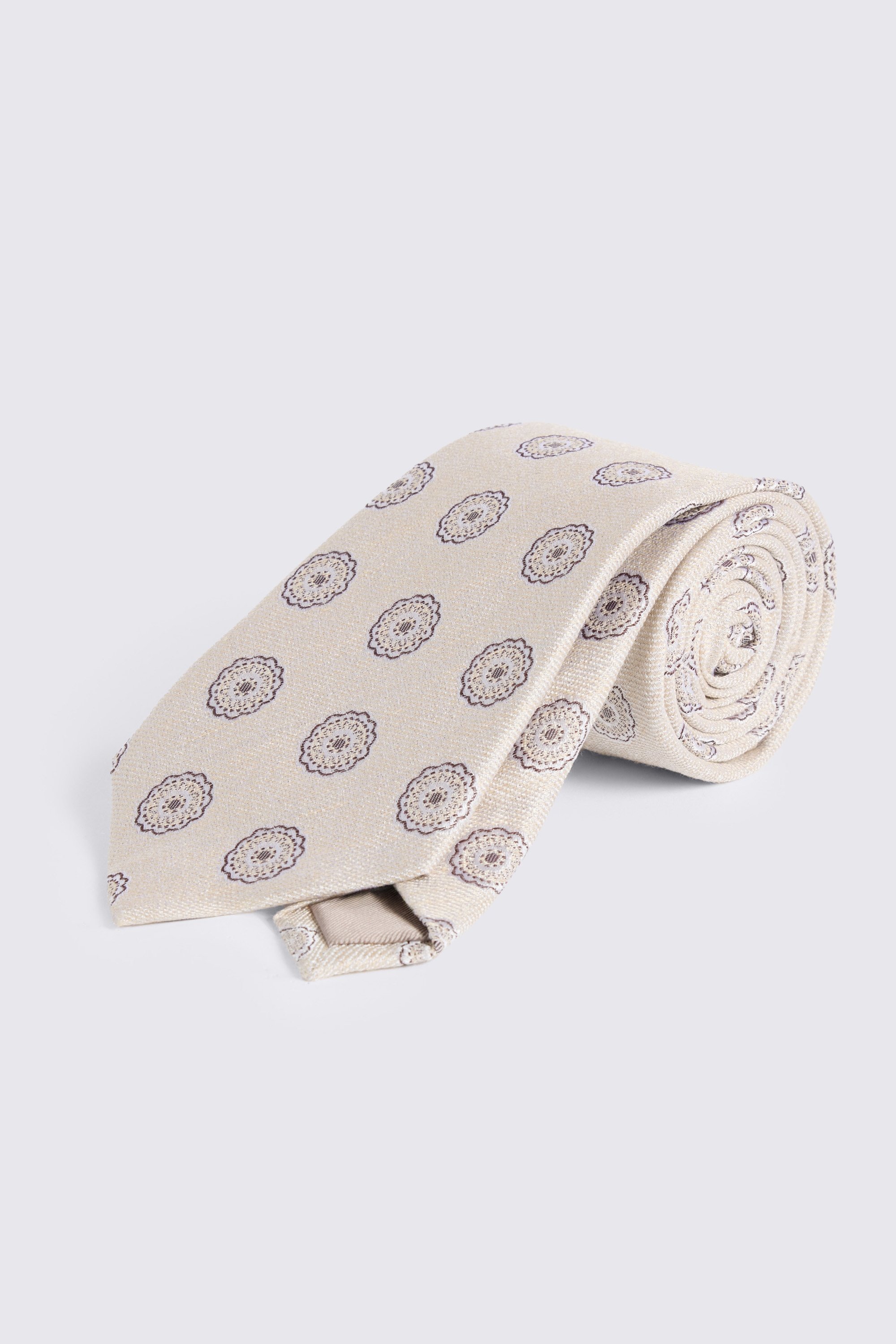 Cream Brown Medallion Tie