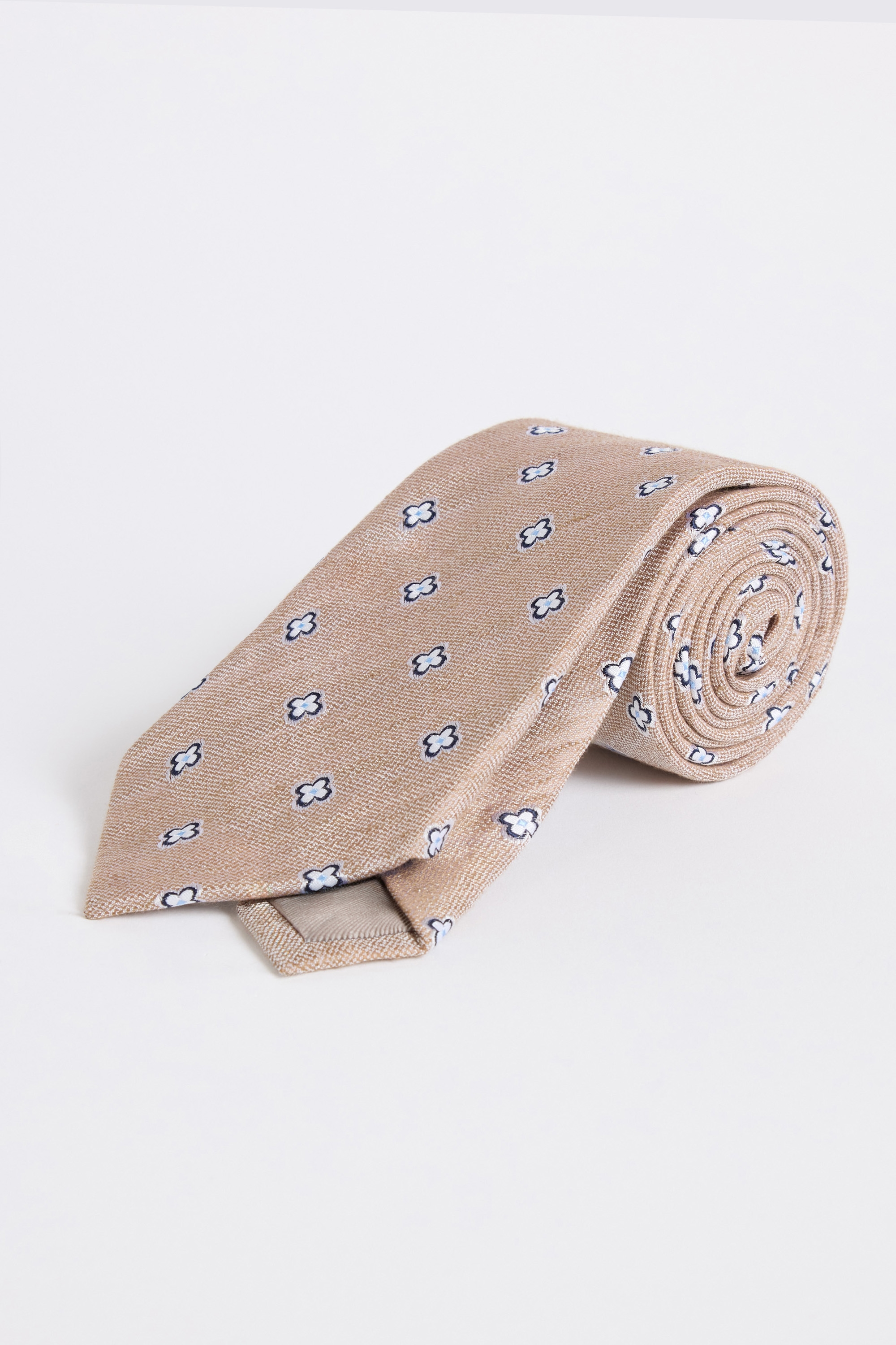 Neutral Navy Clover Medallion Tie