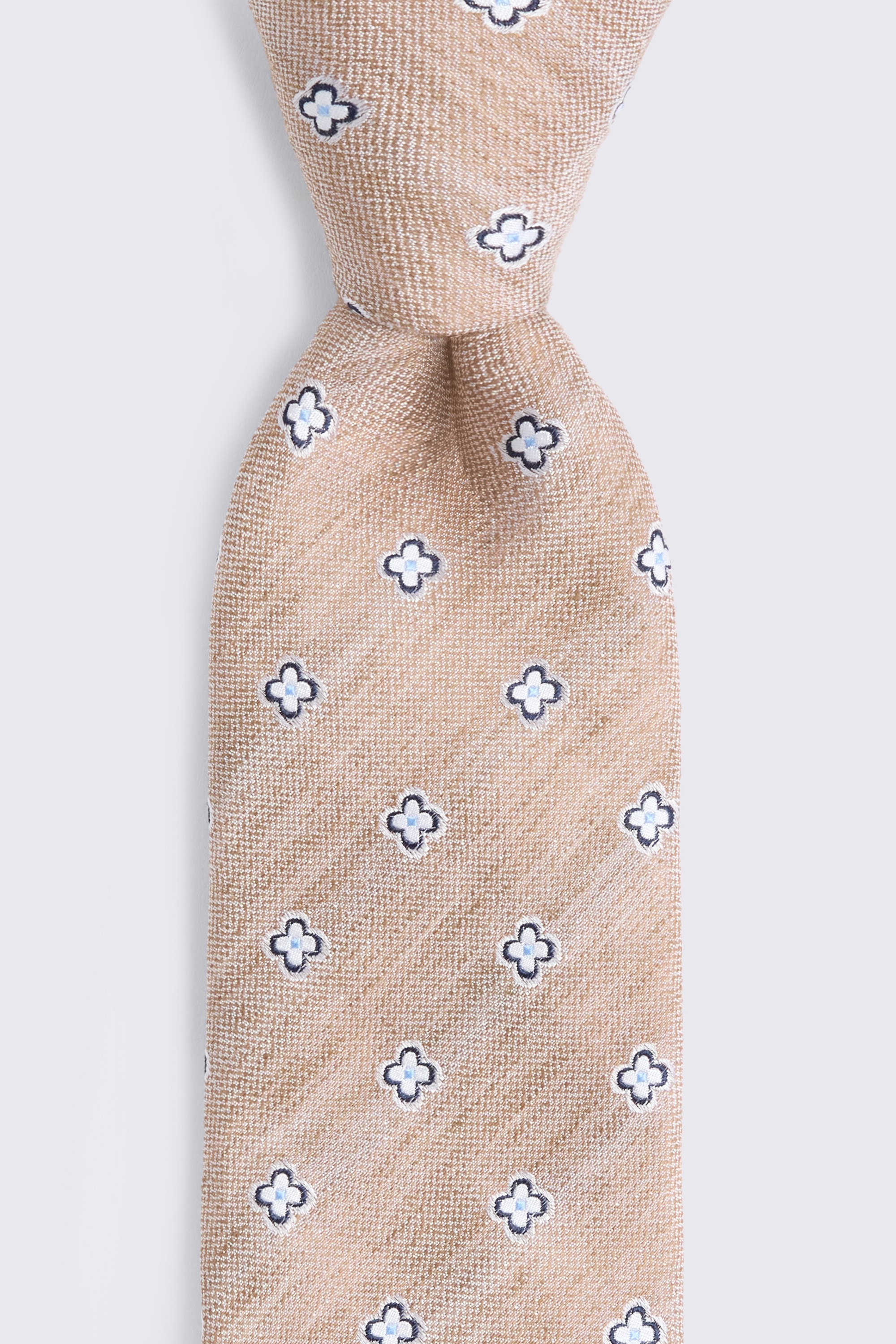 Neutral Navy Clover Medallion Tie