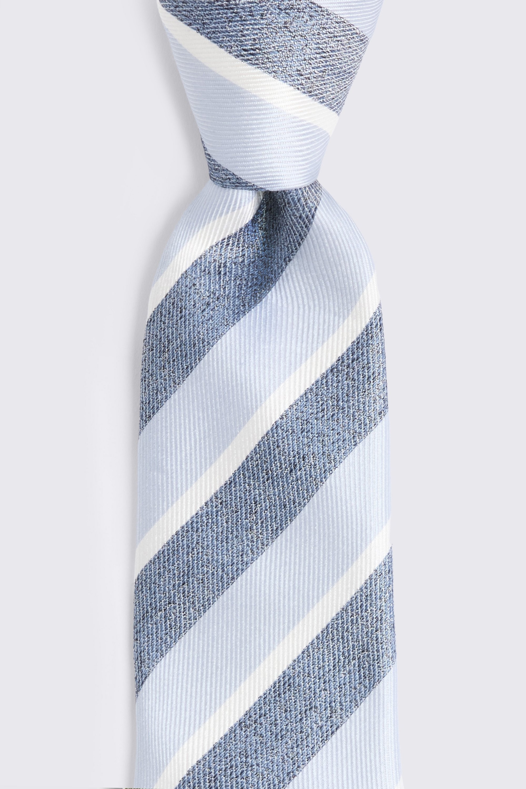Blue & White Silk Stripe Tie