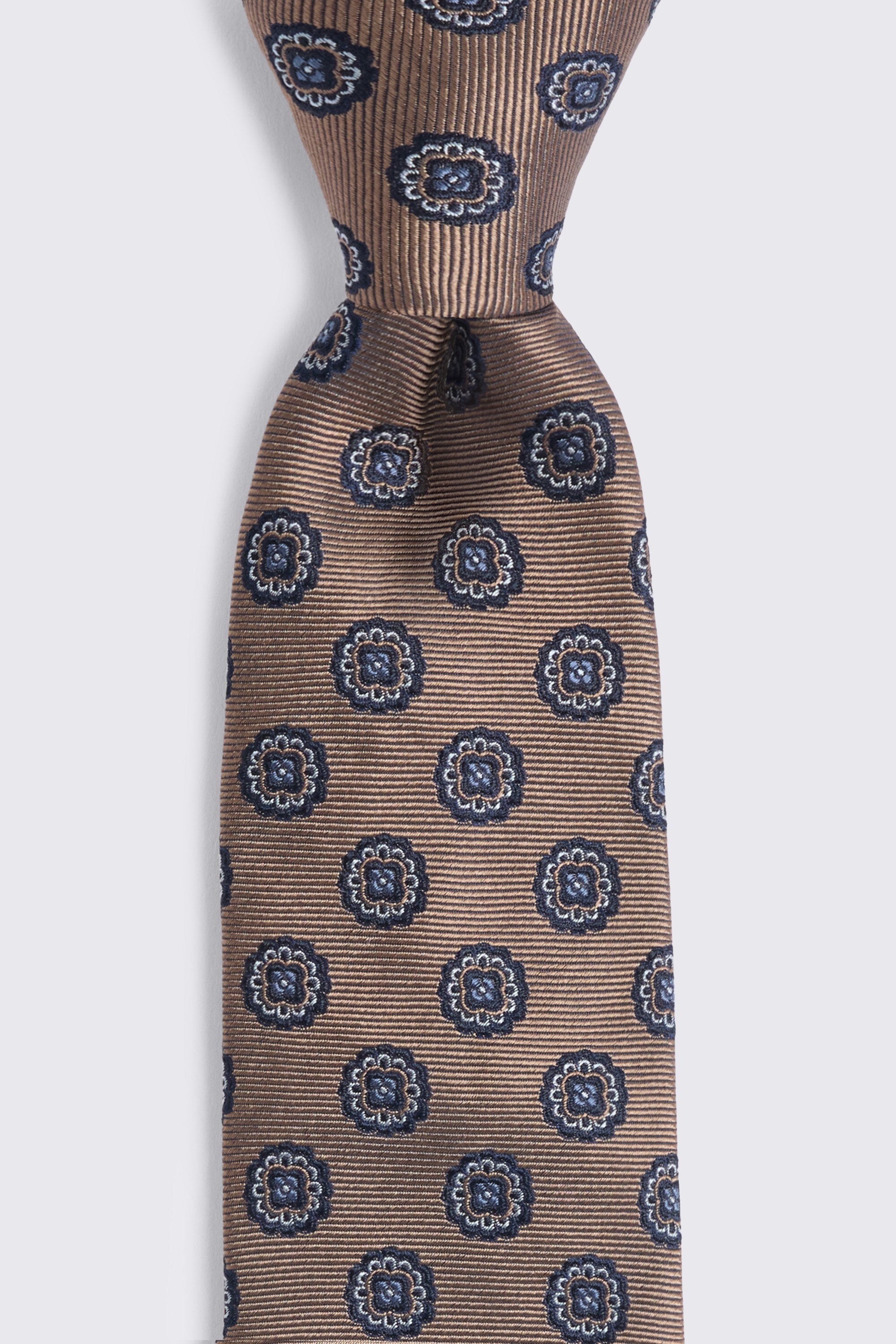 Bronze Navy Silk Medallion Tie