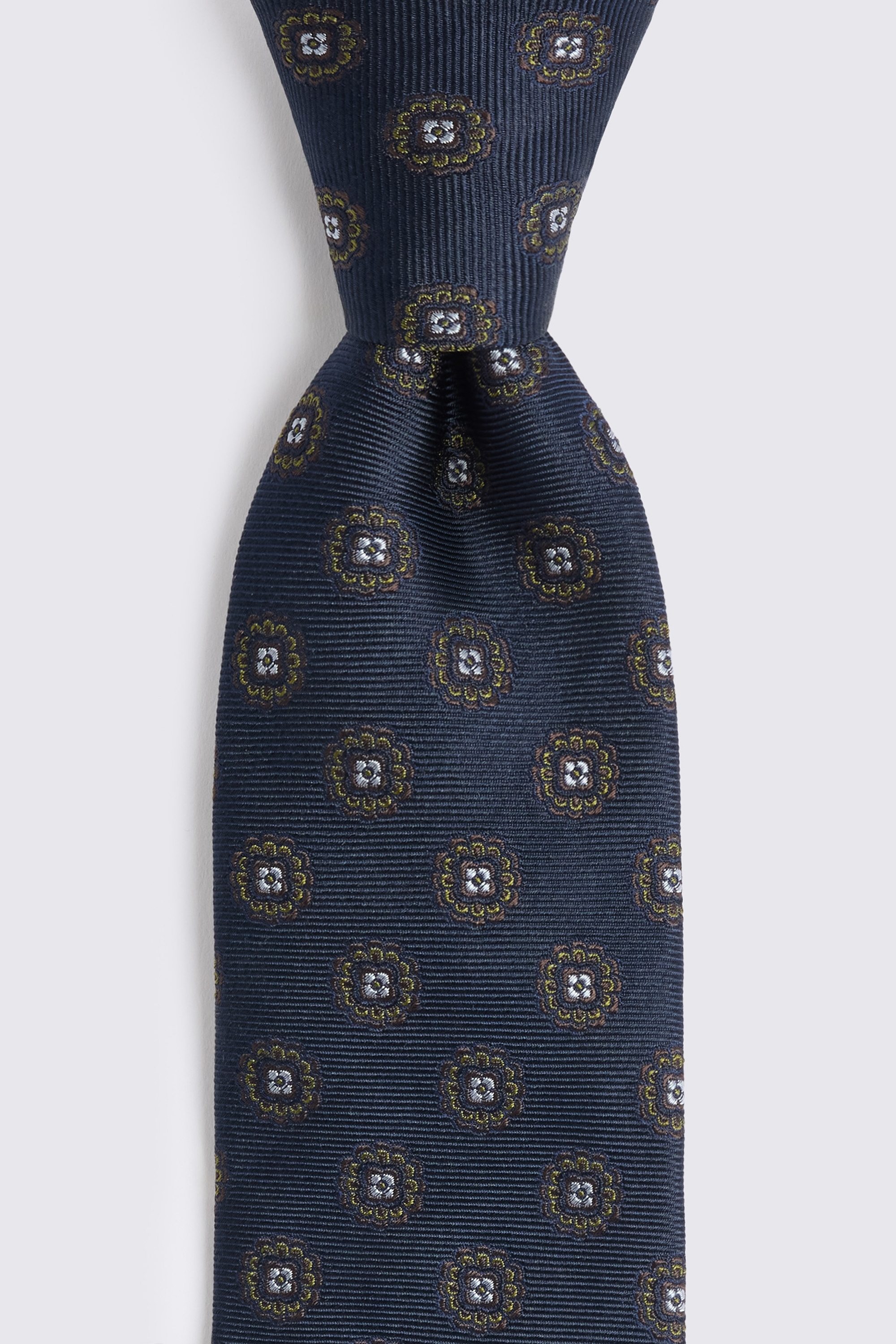 Navy Green Silk Medallion Tie