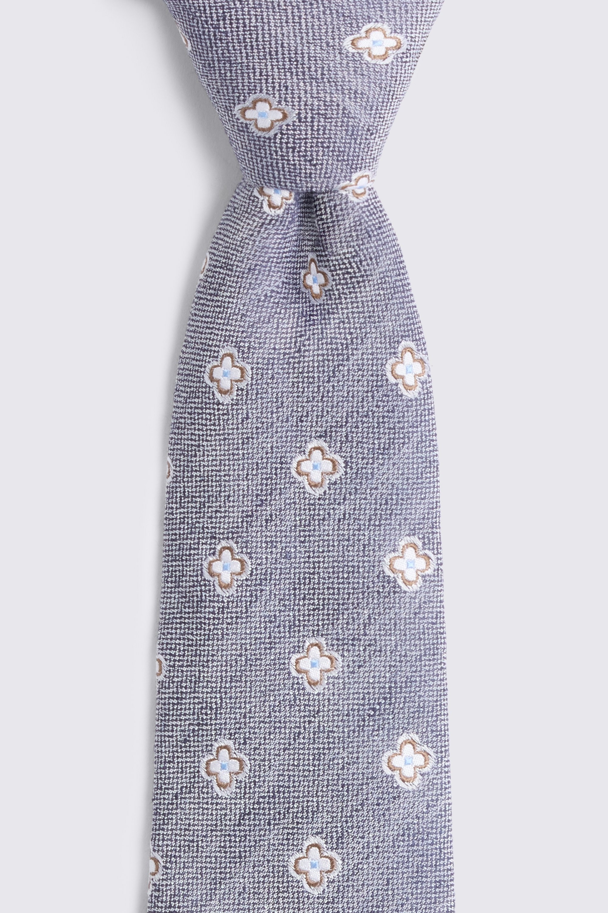 Mid Blue Clover Medallion Tie