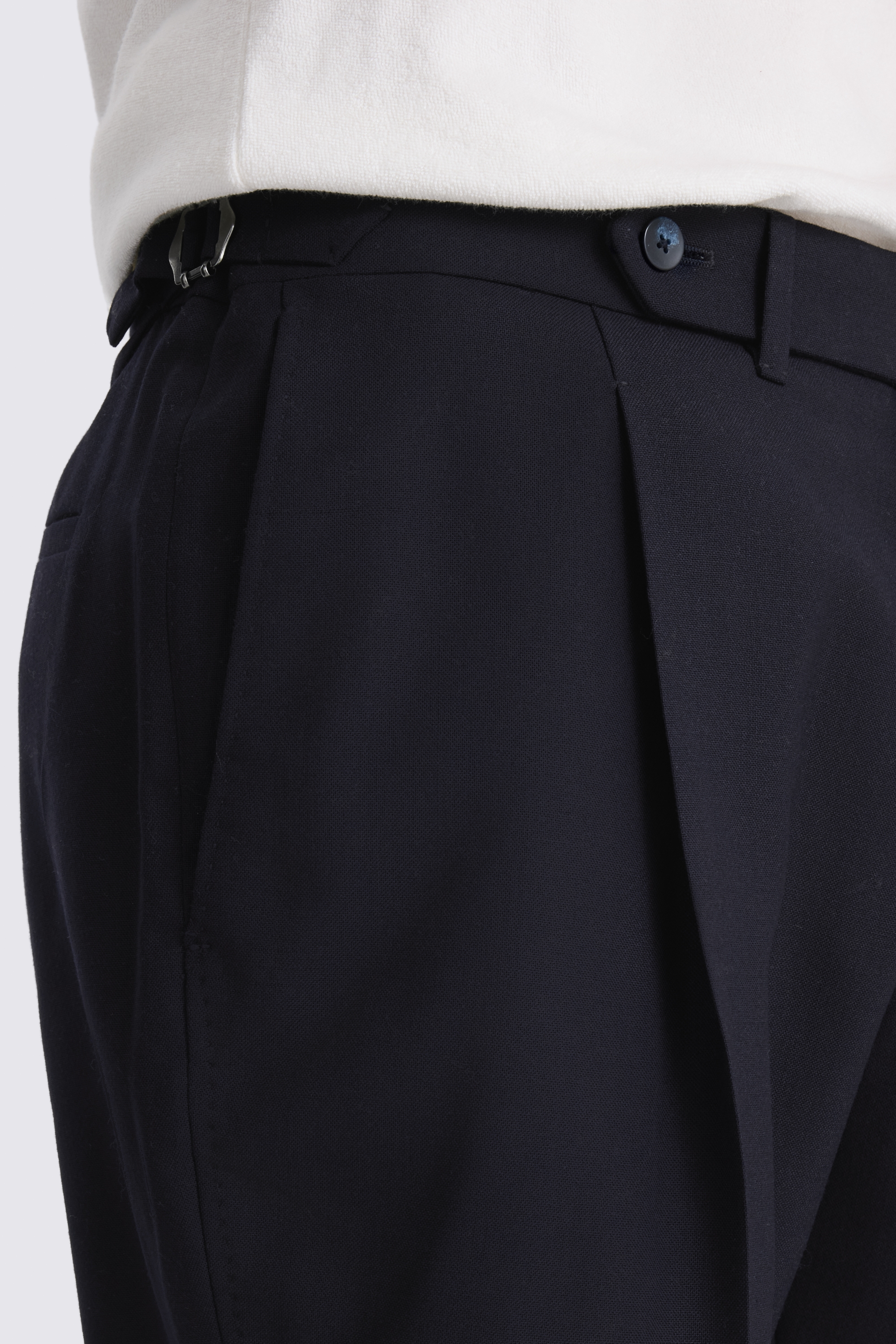 Navy Wool Pleated Short 