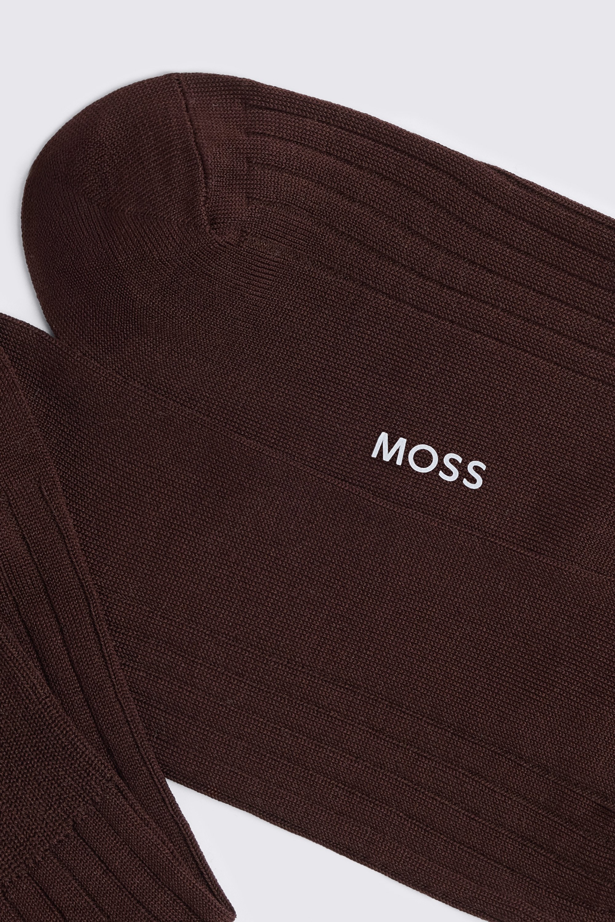 Brown Mercerised Ribbed Sock