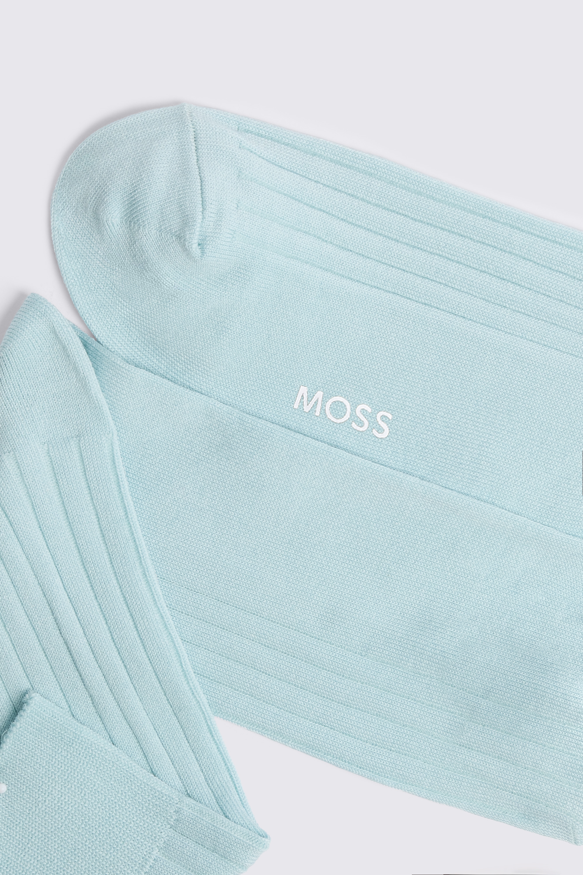 Aqua Mercerised Ribbed Sock