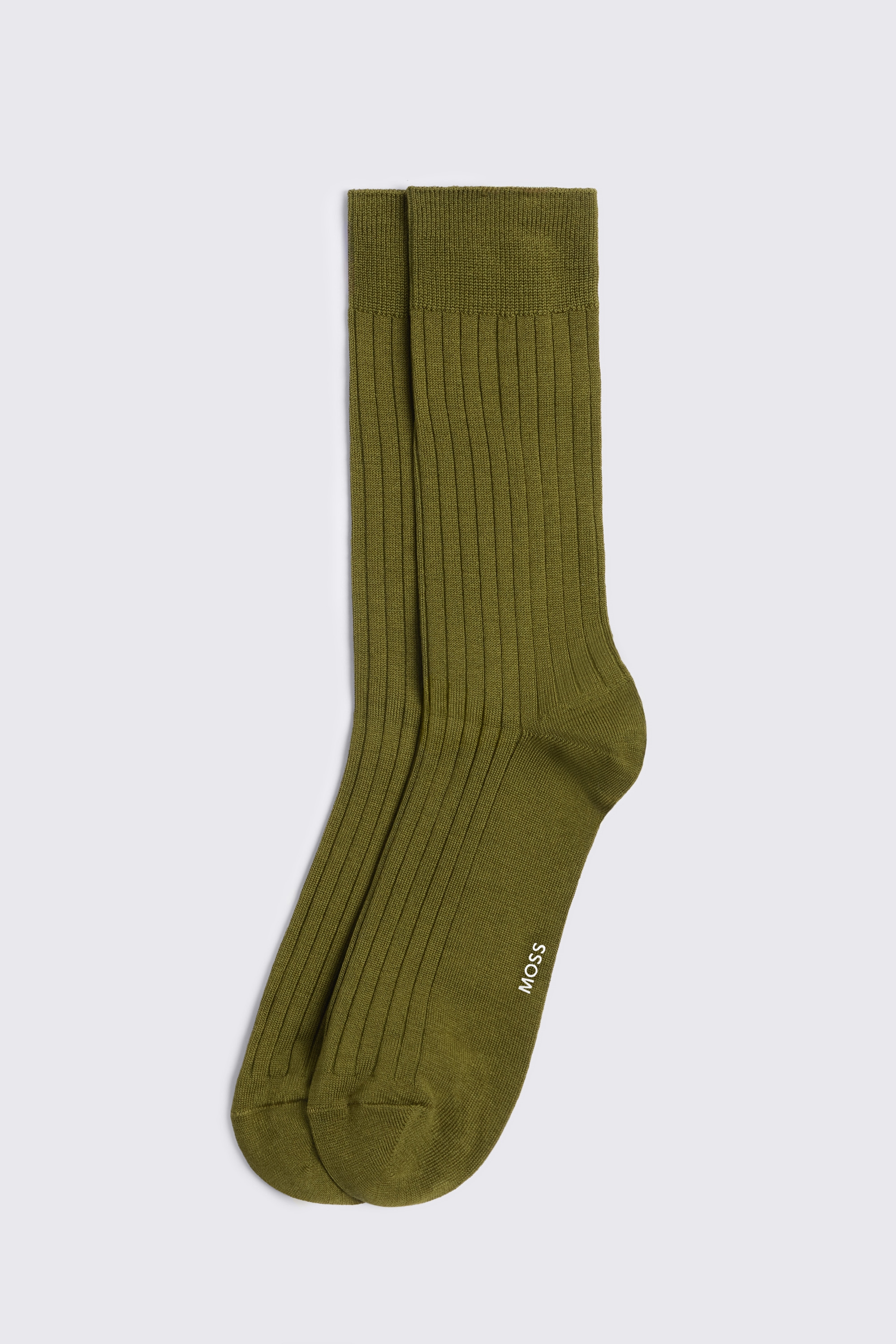 Olive Mercerised Ribbed Sock
