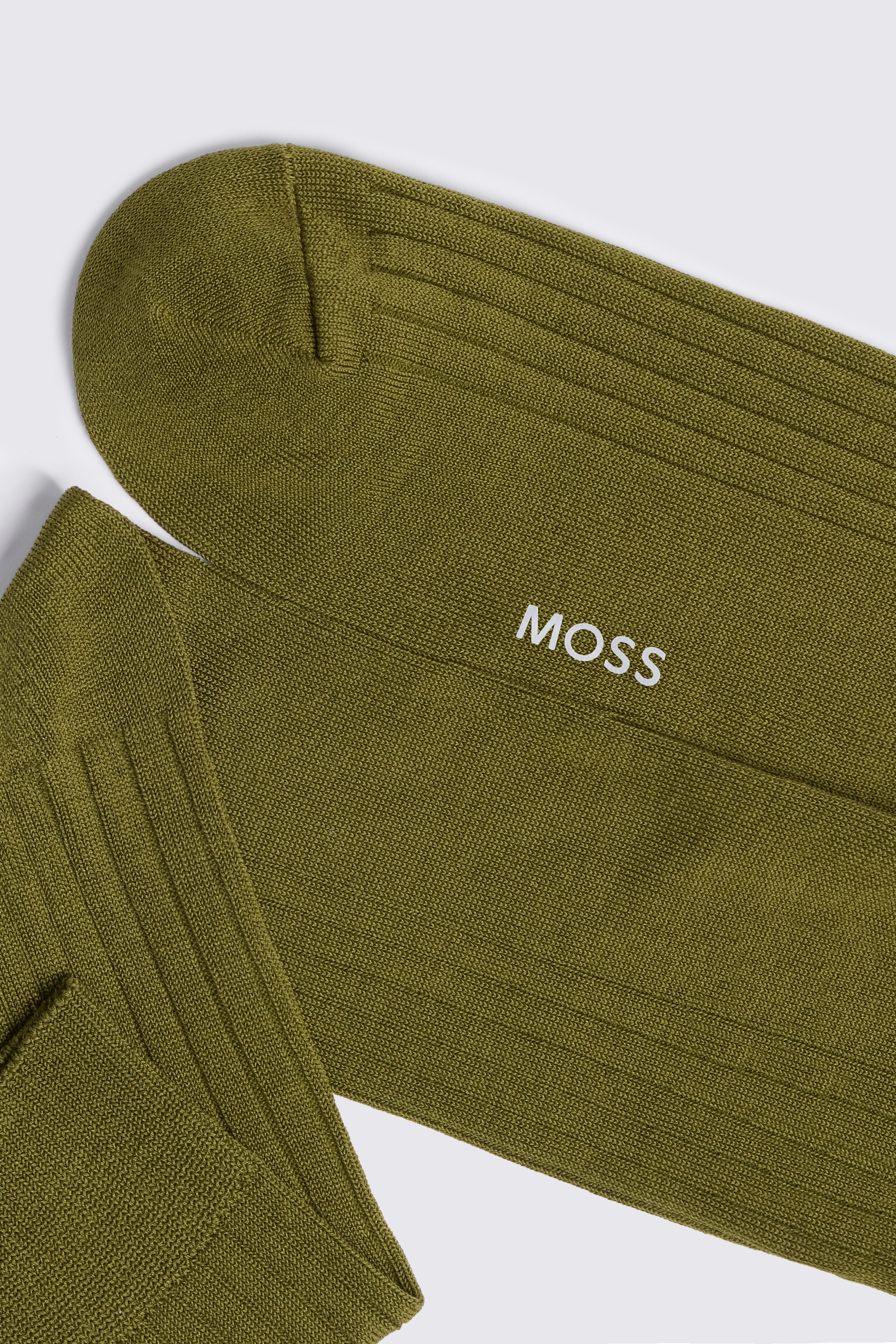 Olive Mercerised Ribbed Sock