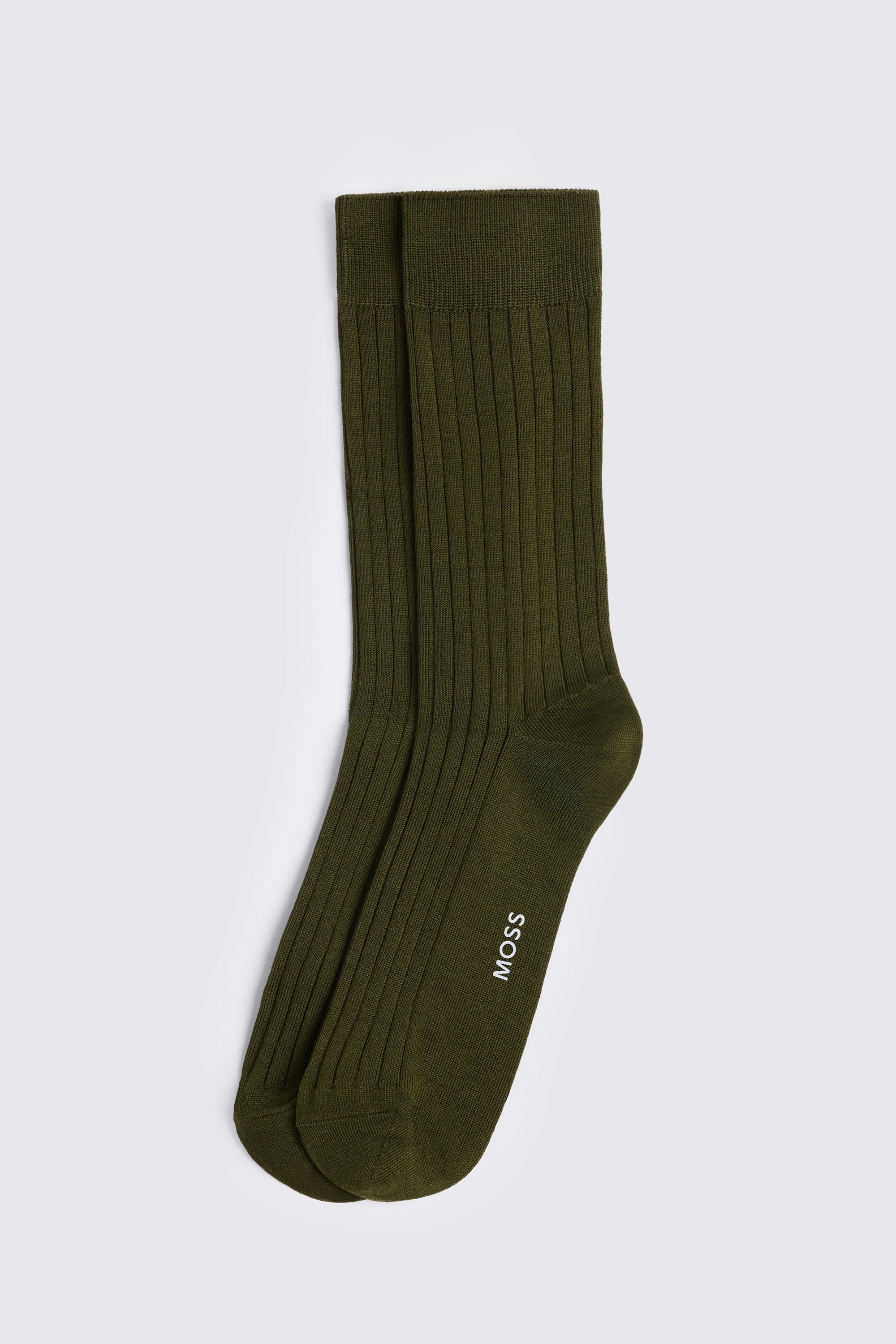 Khaki Mercerised Ribbed Sock