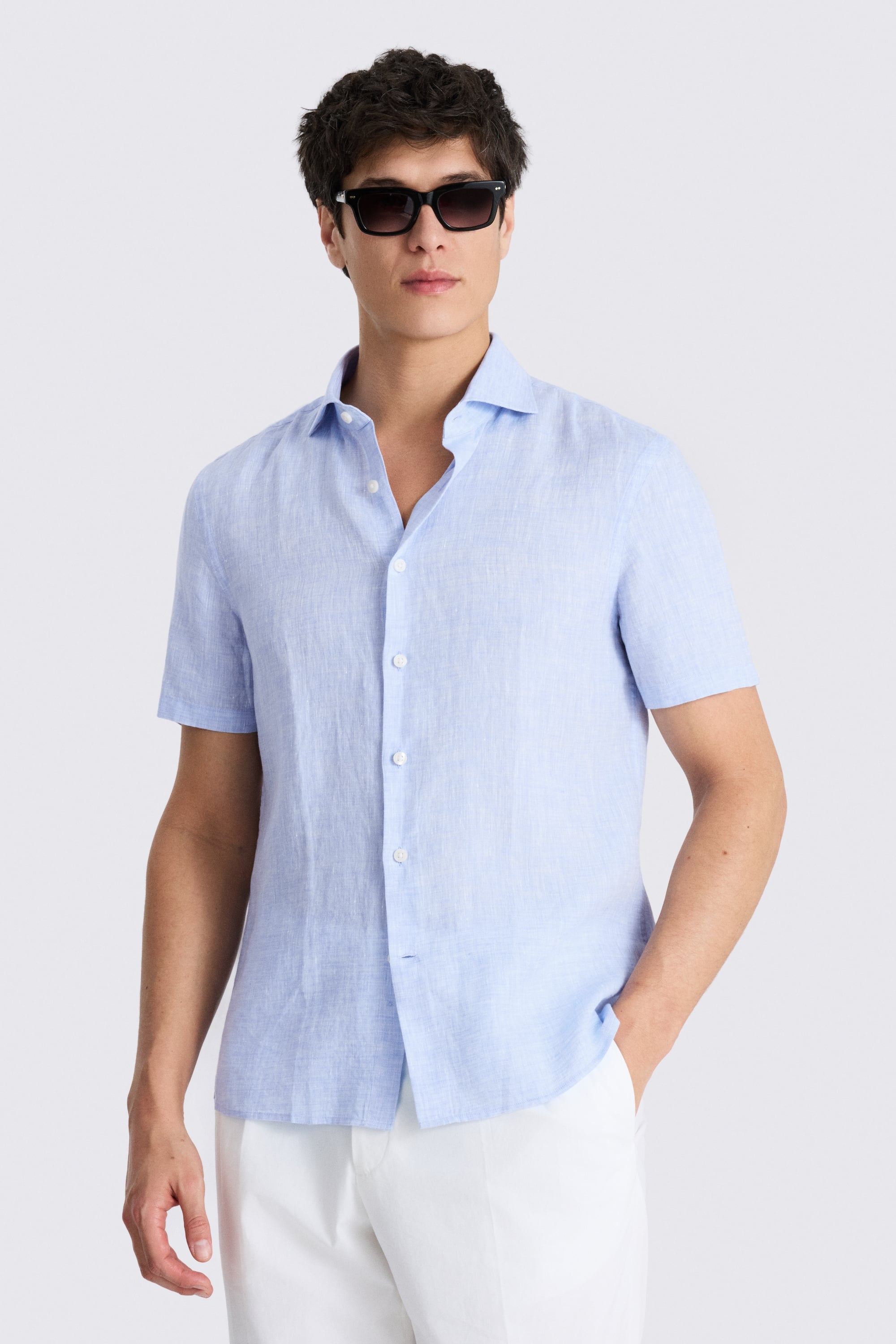 Sky Short Sleeve Linen Shirt
