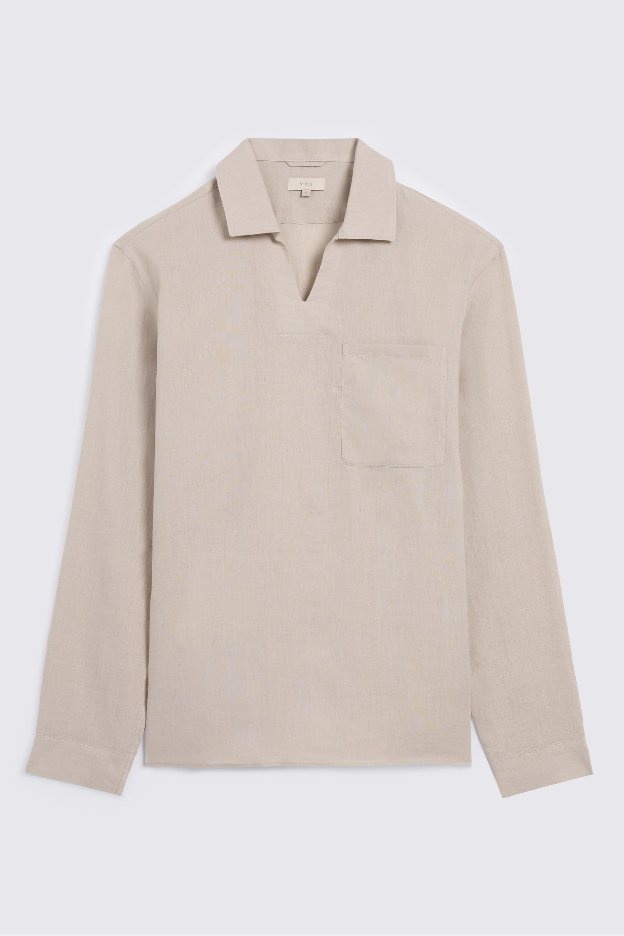 Taupe Popover V-neck Linen Shirt